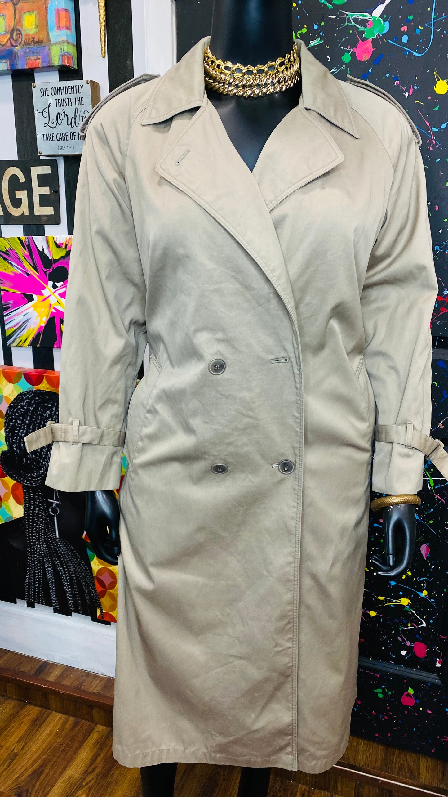 Vintage Tinted Khaki Trench Coat (14)