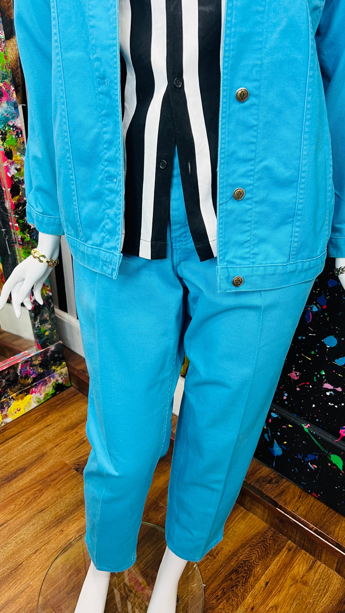 Vintage Blue Denim Pants & Jacket Set (14/16)