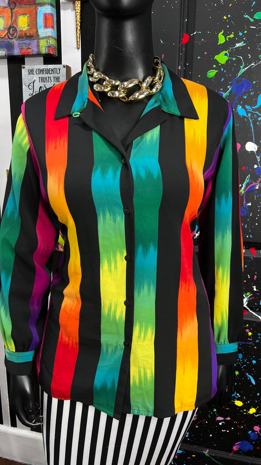 Vintage 90’s Water Color Style Blouse (16W)