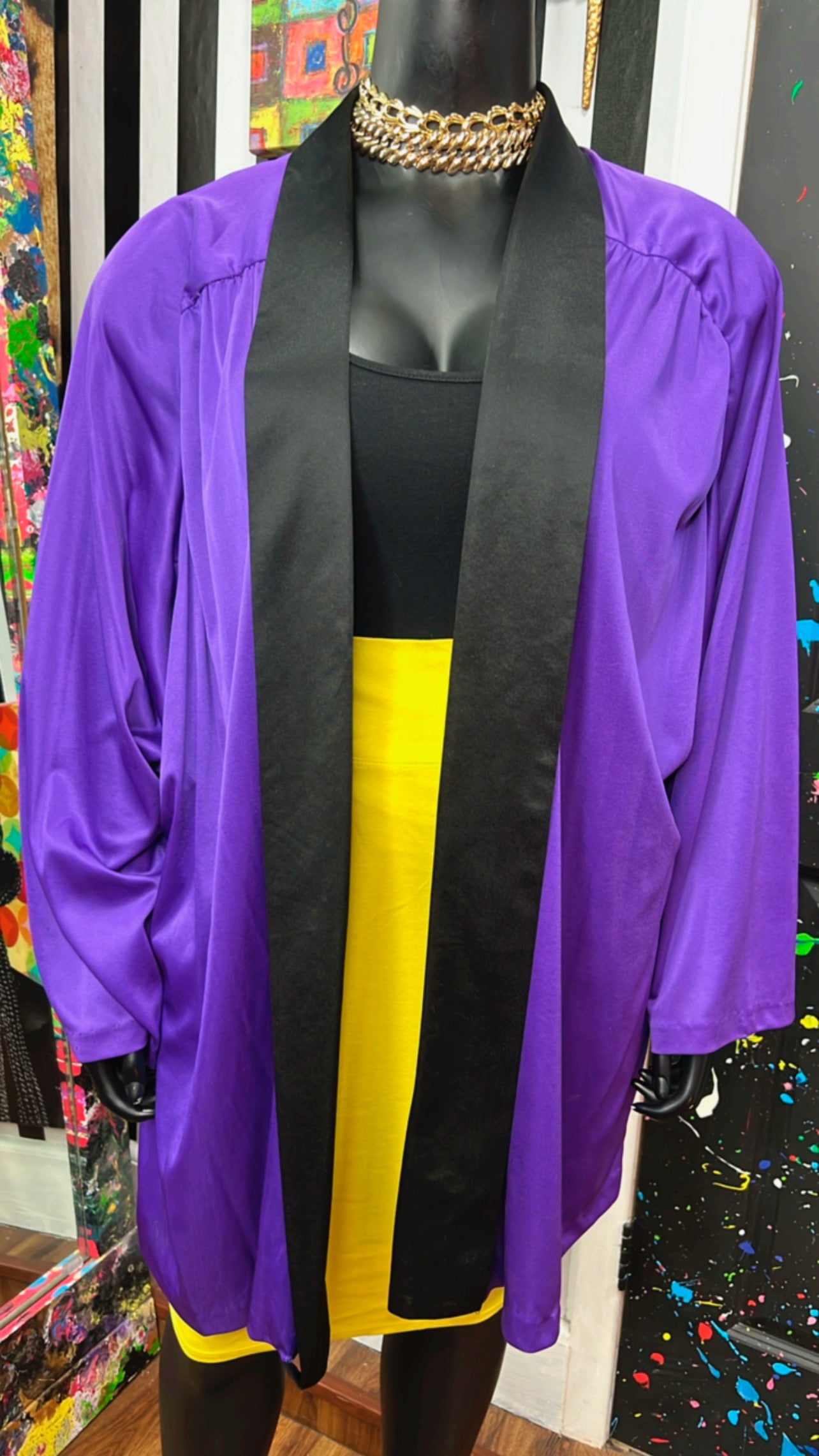 Vintage Purple & Black Duster (OS)