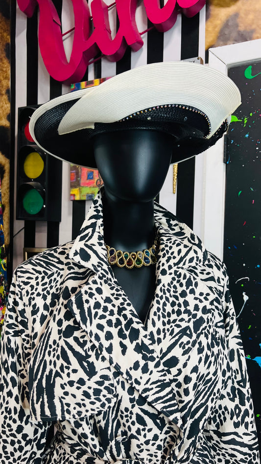 Vintage Black & White Jewel Hat