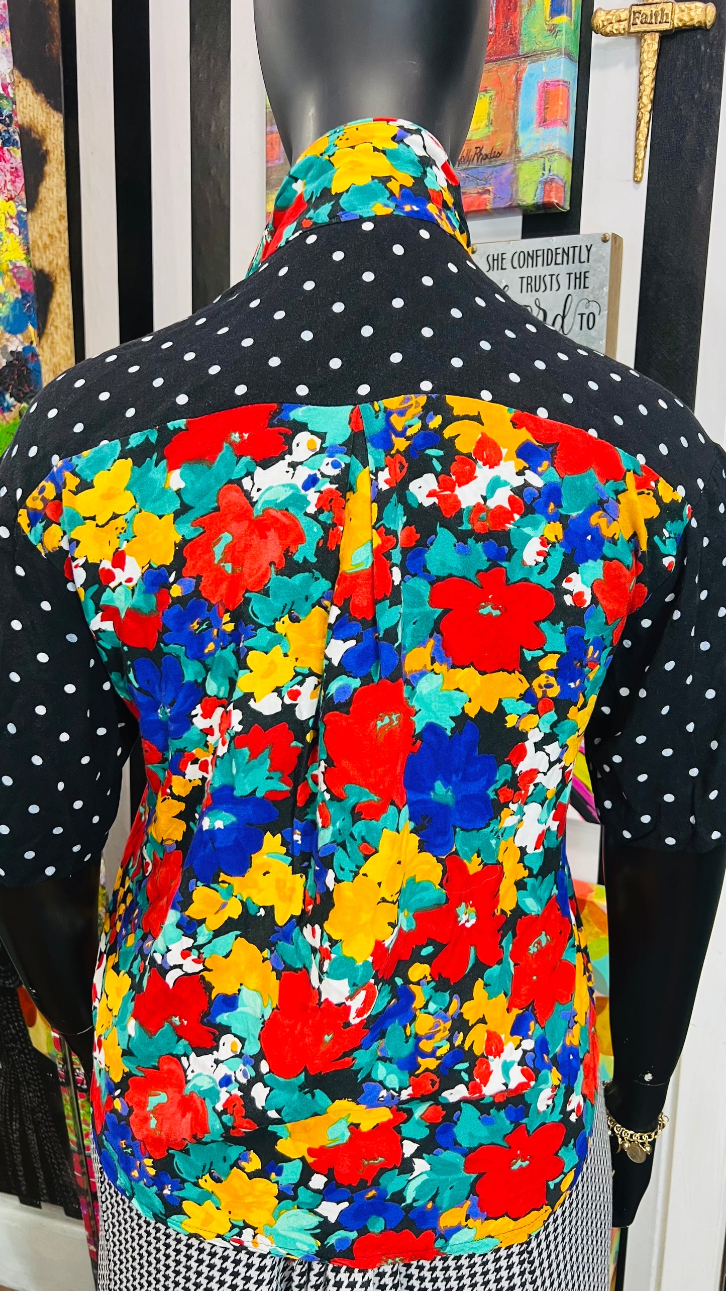 Vintage Rayon Mix Print Blouse (16)