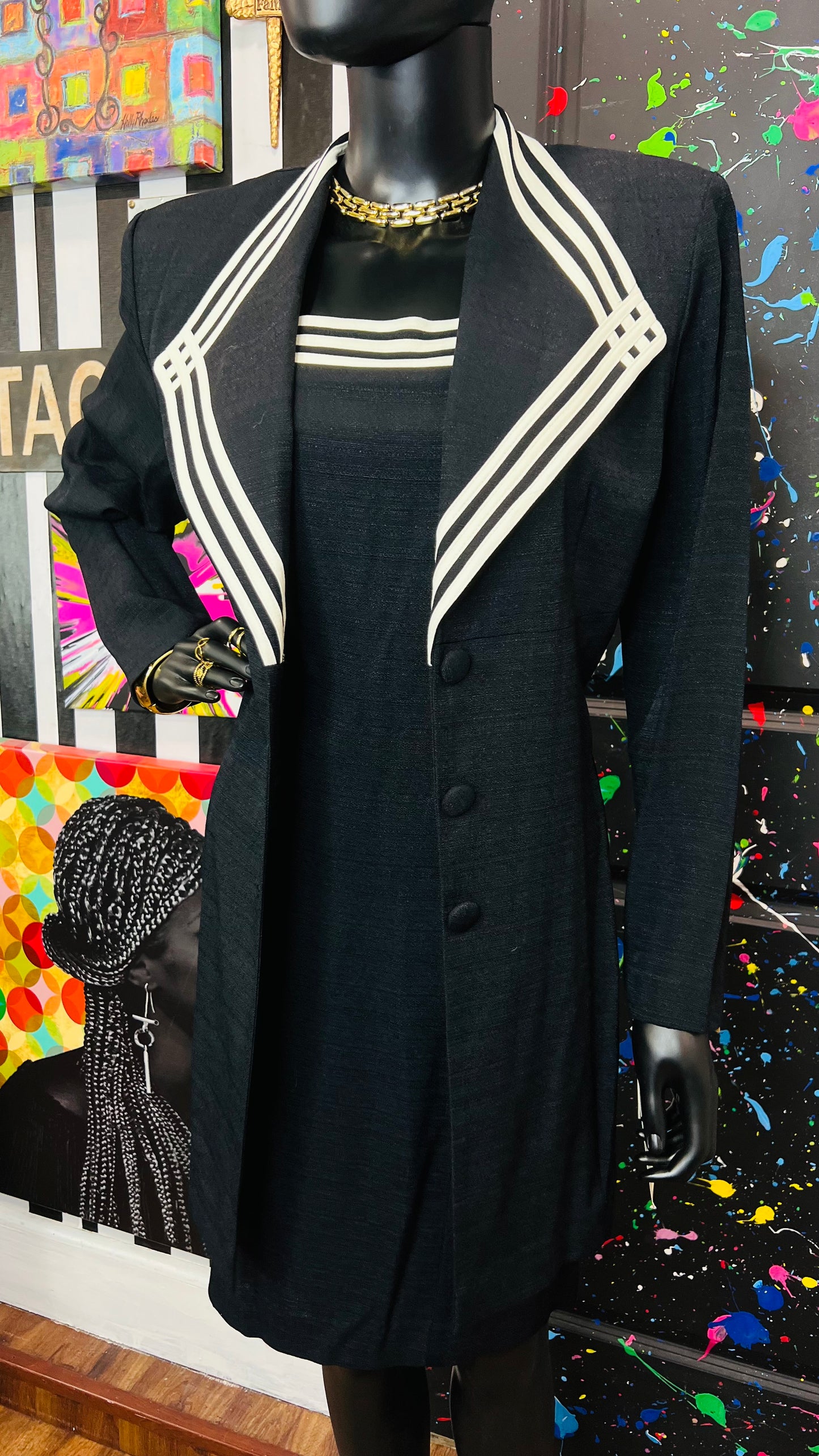 Vintage Black & White Dress & Blazer Set- DeadStock w/Tags (12)