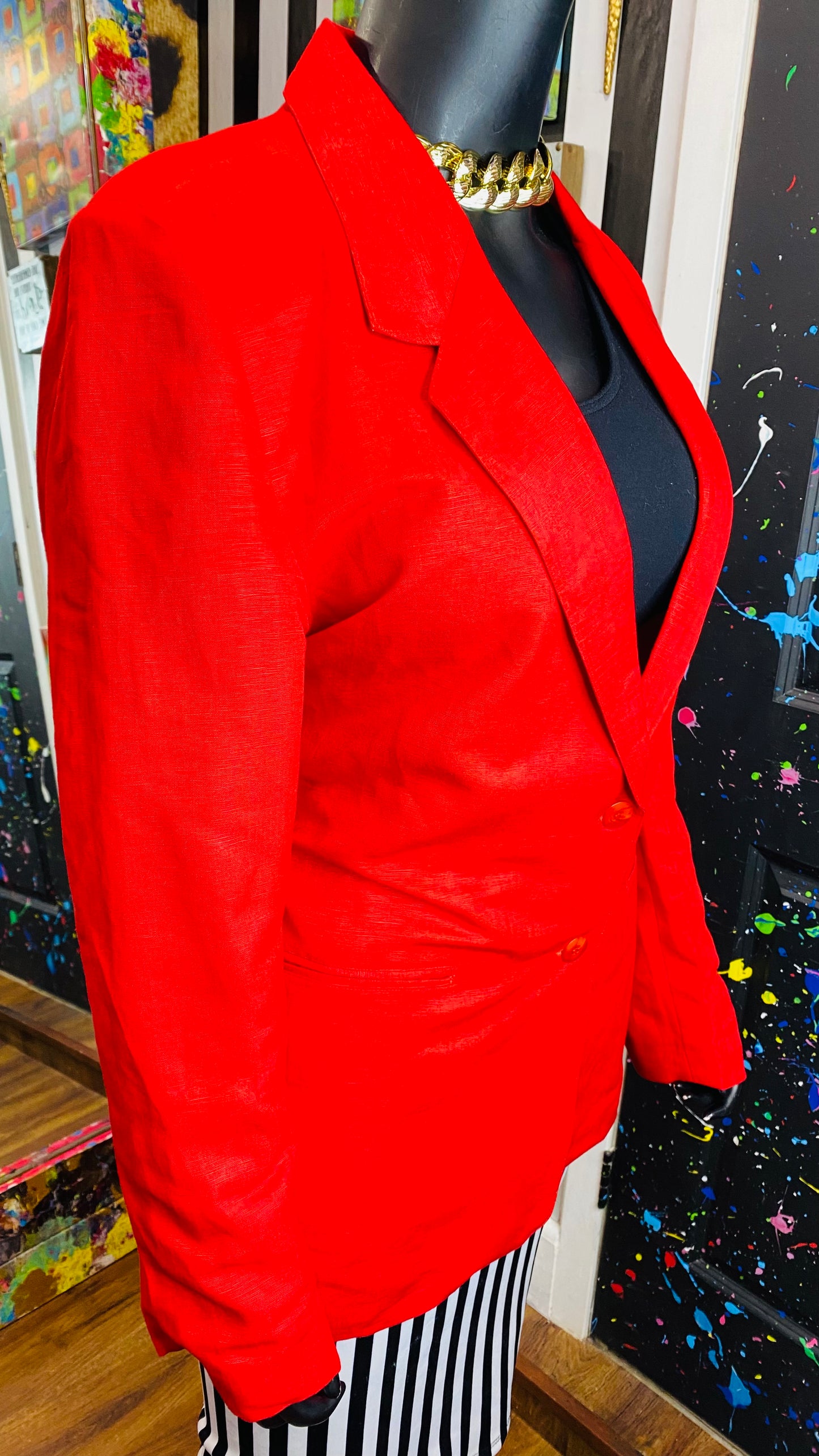 Vintage Solid Red Blazer (18)