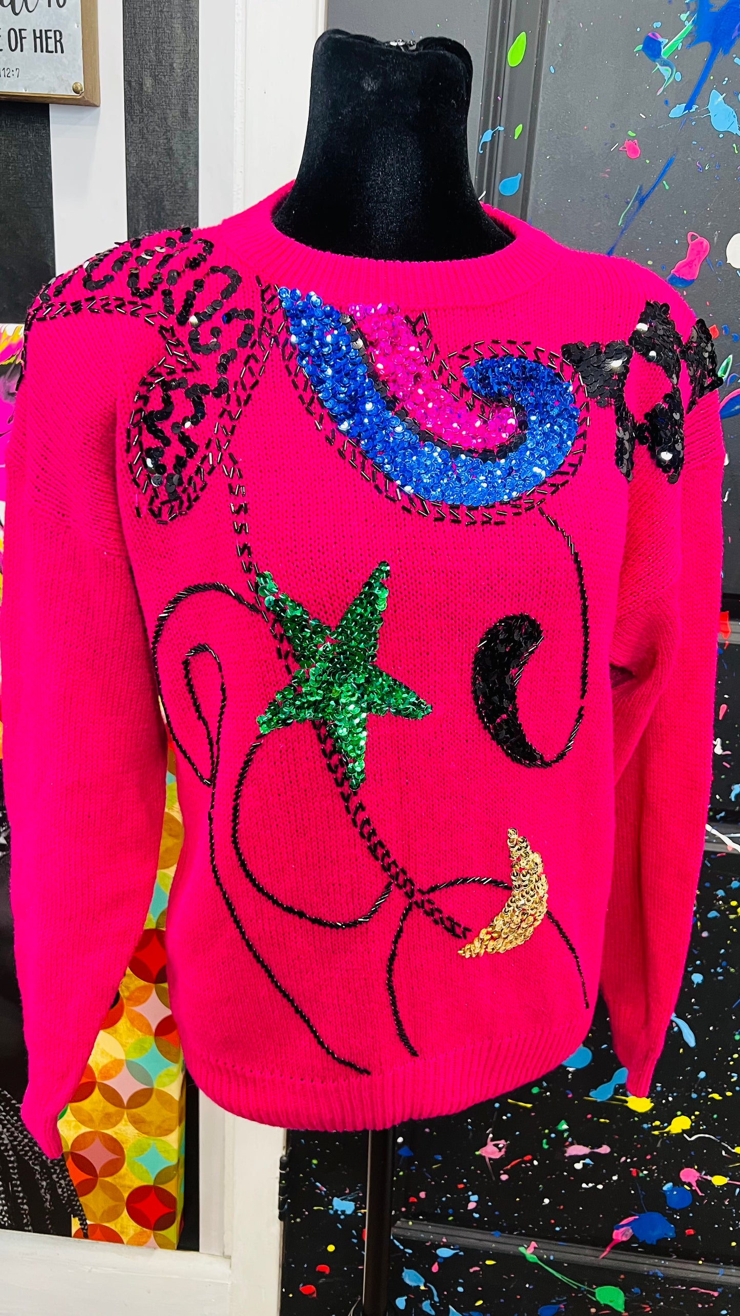 Vintage Pink Sequin Sweater (14)