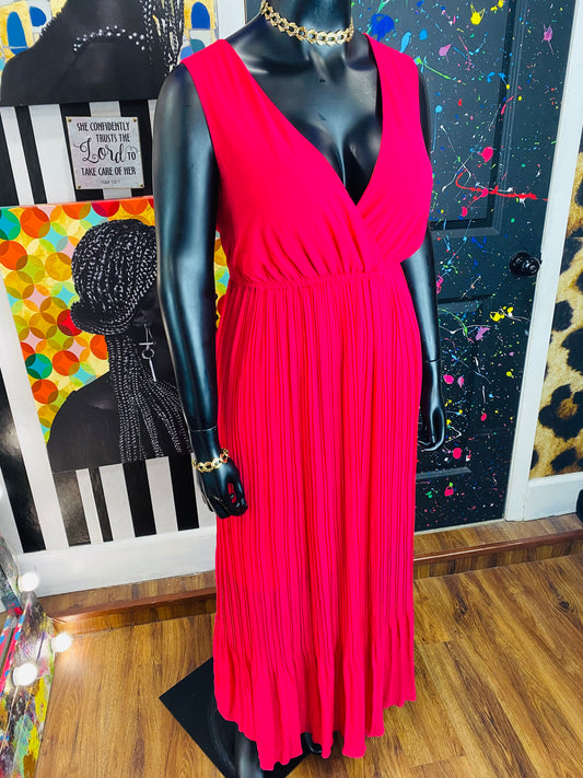 Vintage Pink Sleeveless Evening Gown Dress