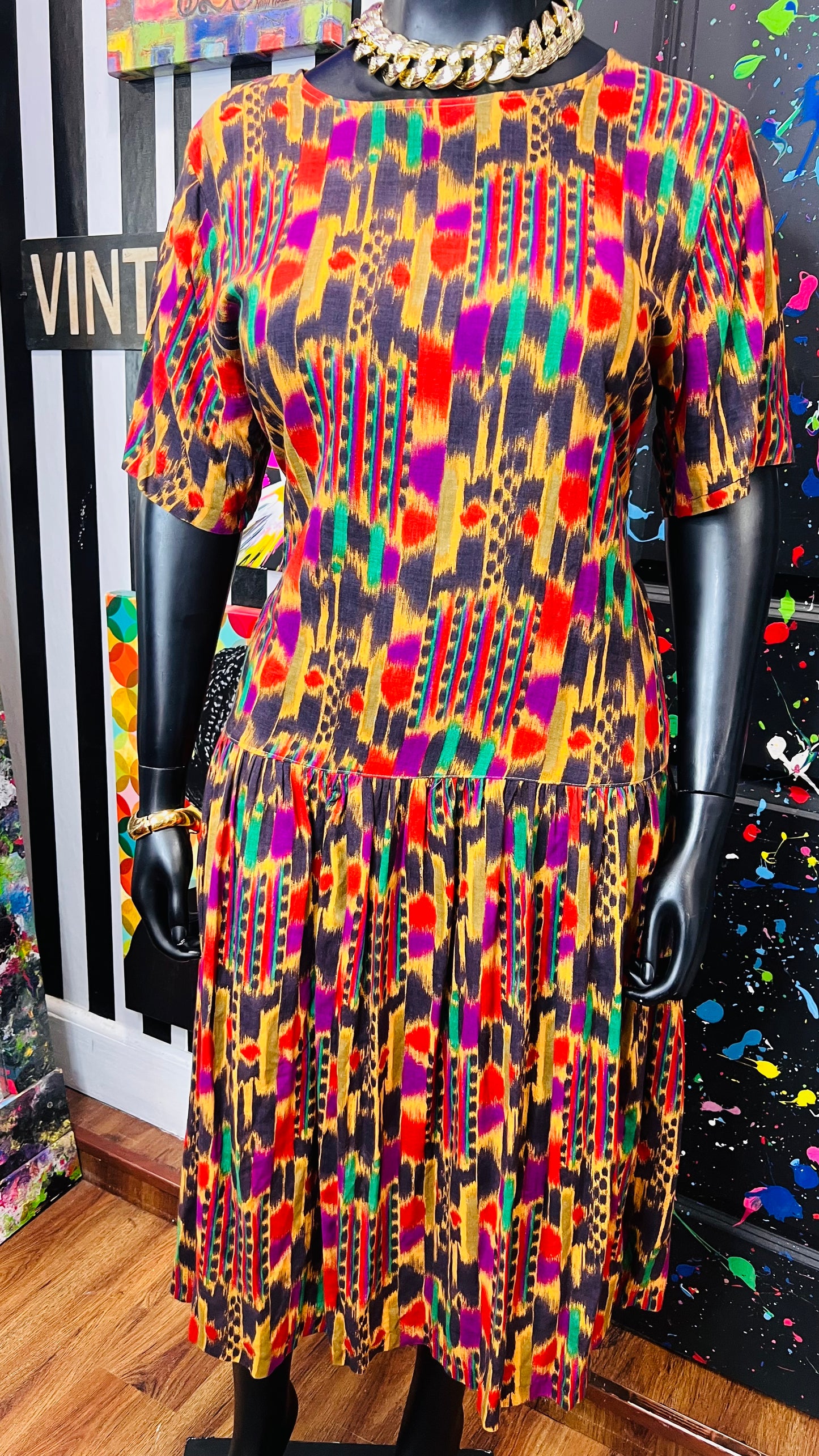 Vintage Tribal Print Sleeveless Dress (14)