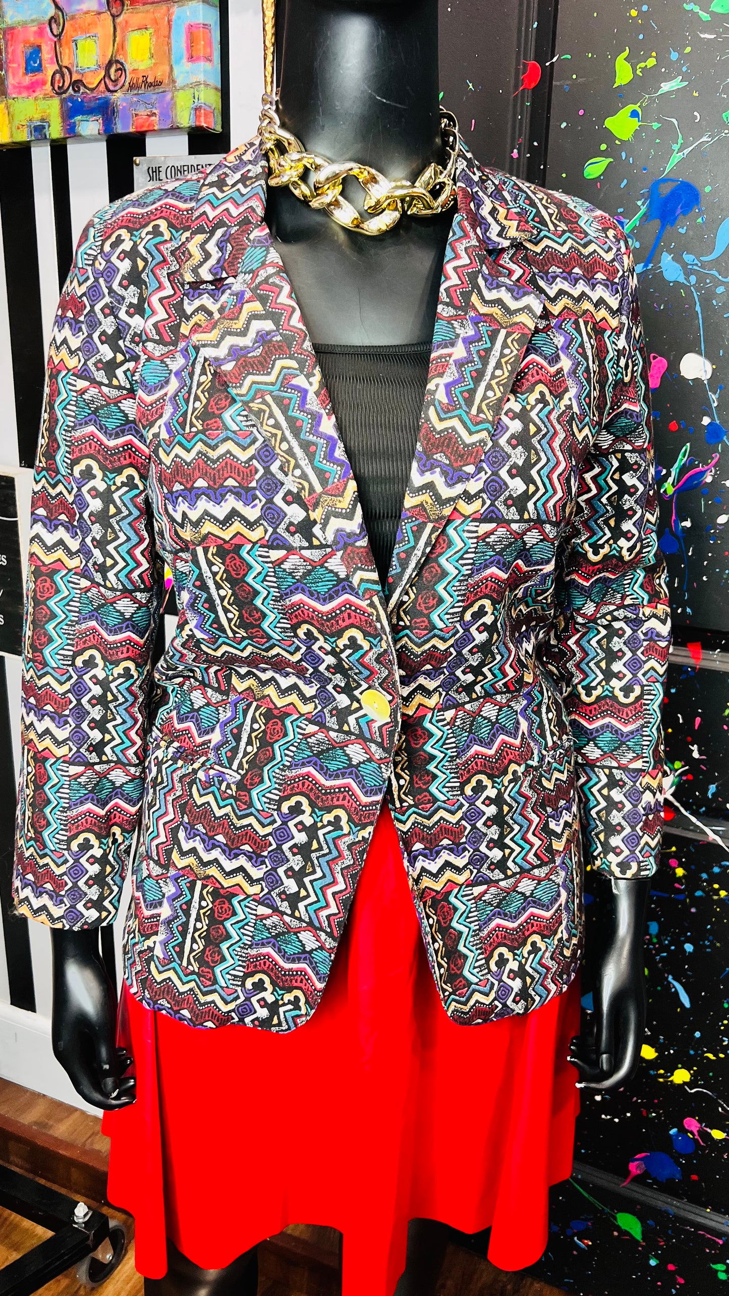 Vintage Tribal Print Blazer (14)
