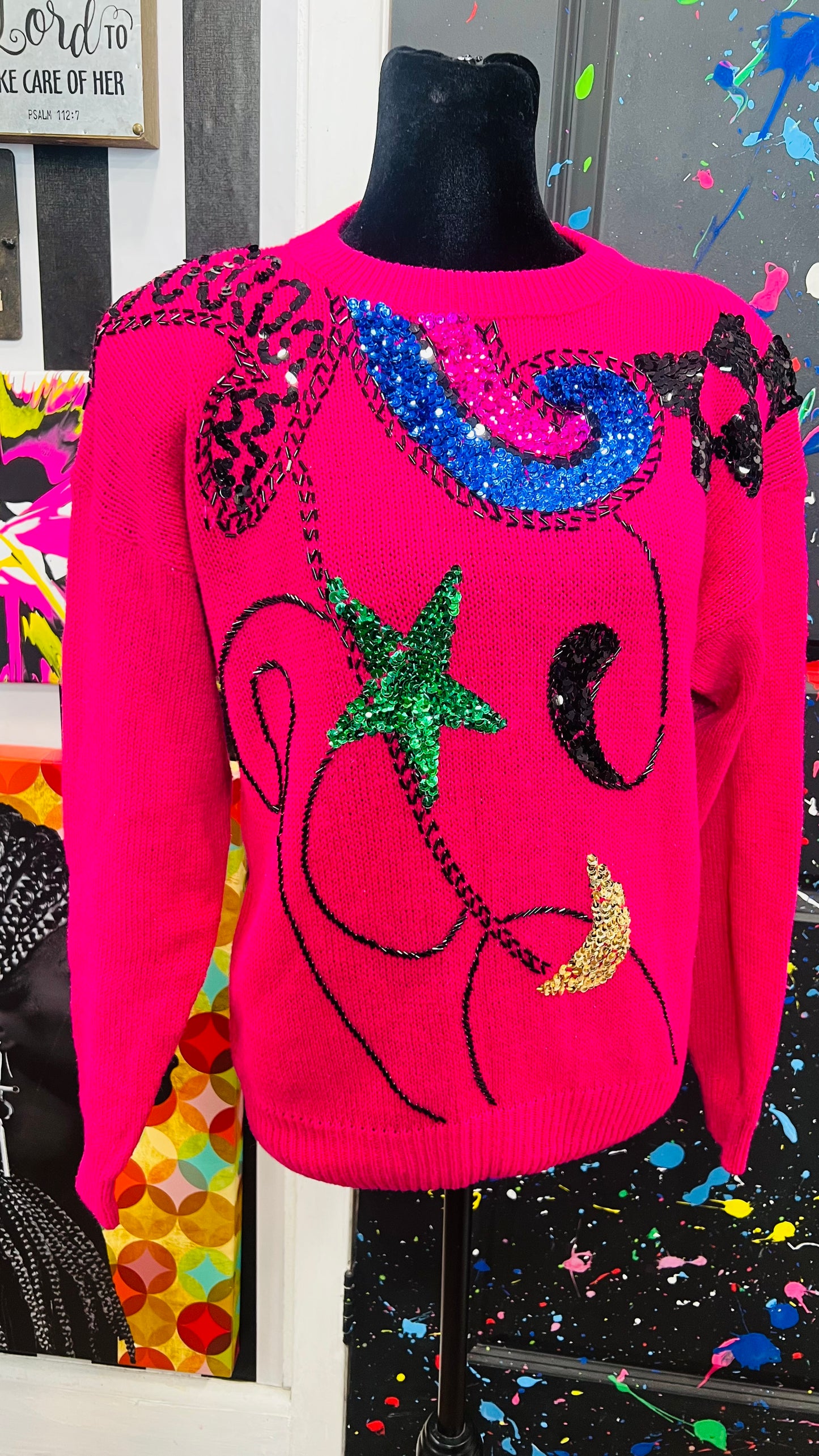 Vintage Pink Sequin Sweater (14)