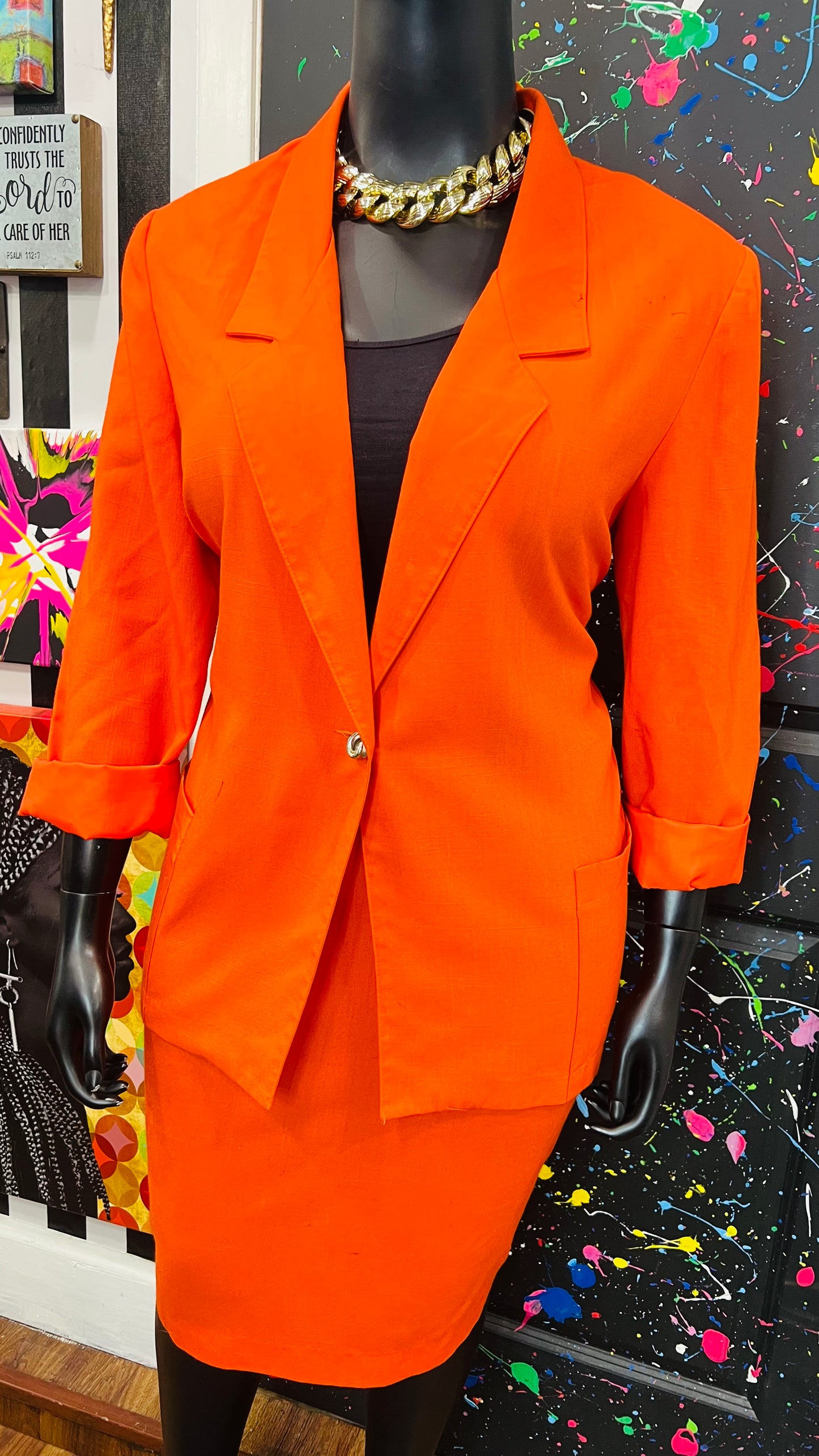Vintage Orange Skirt Suit (20W)