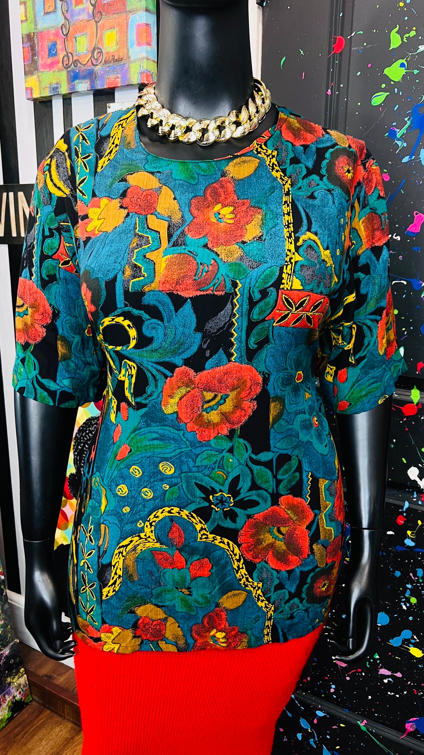 Vintage Rayon Floral Blouse (20)