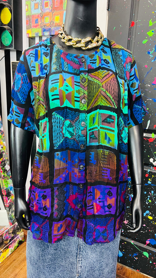 Vintage Abstract 90’s Rayon Blouse (26)