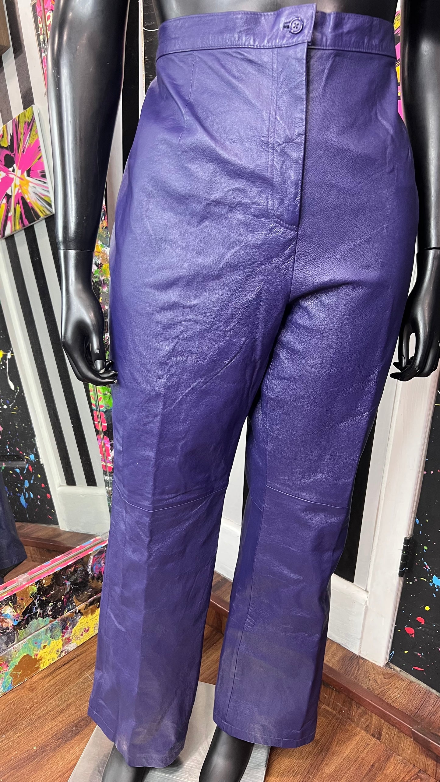 Vintage Genuine Leather Purple Pants (22T)