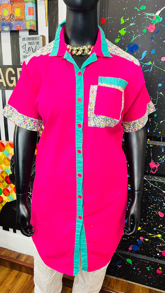 Vintage Cotton Pink & Floral Blouse (26)
