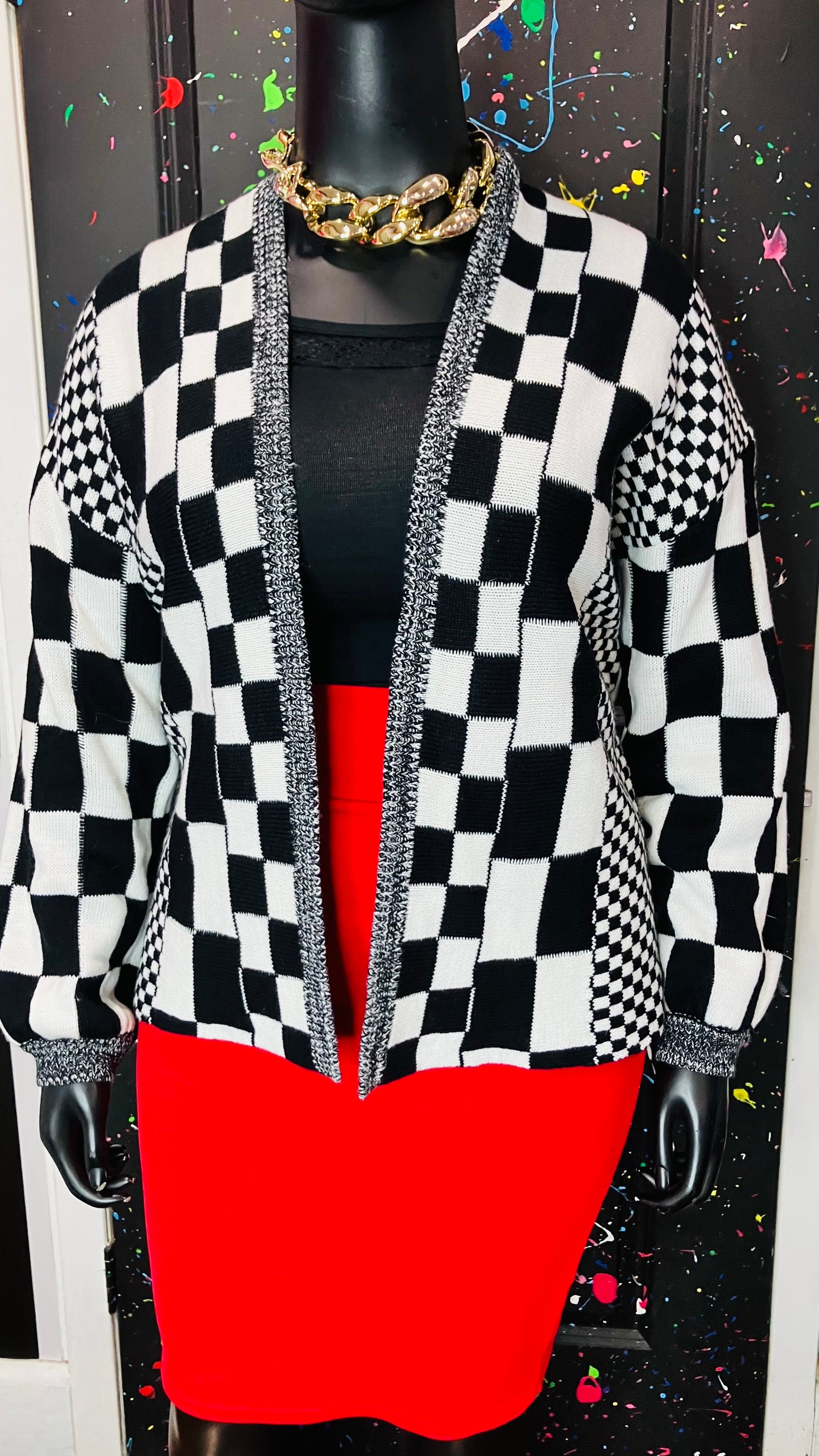 Black & White Knit Sweater (OS)