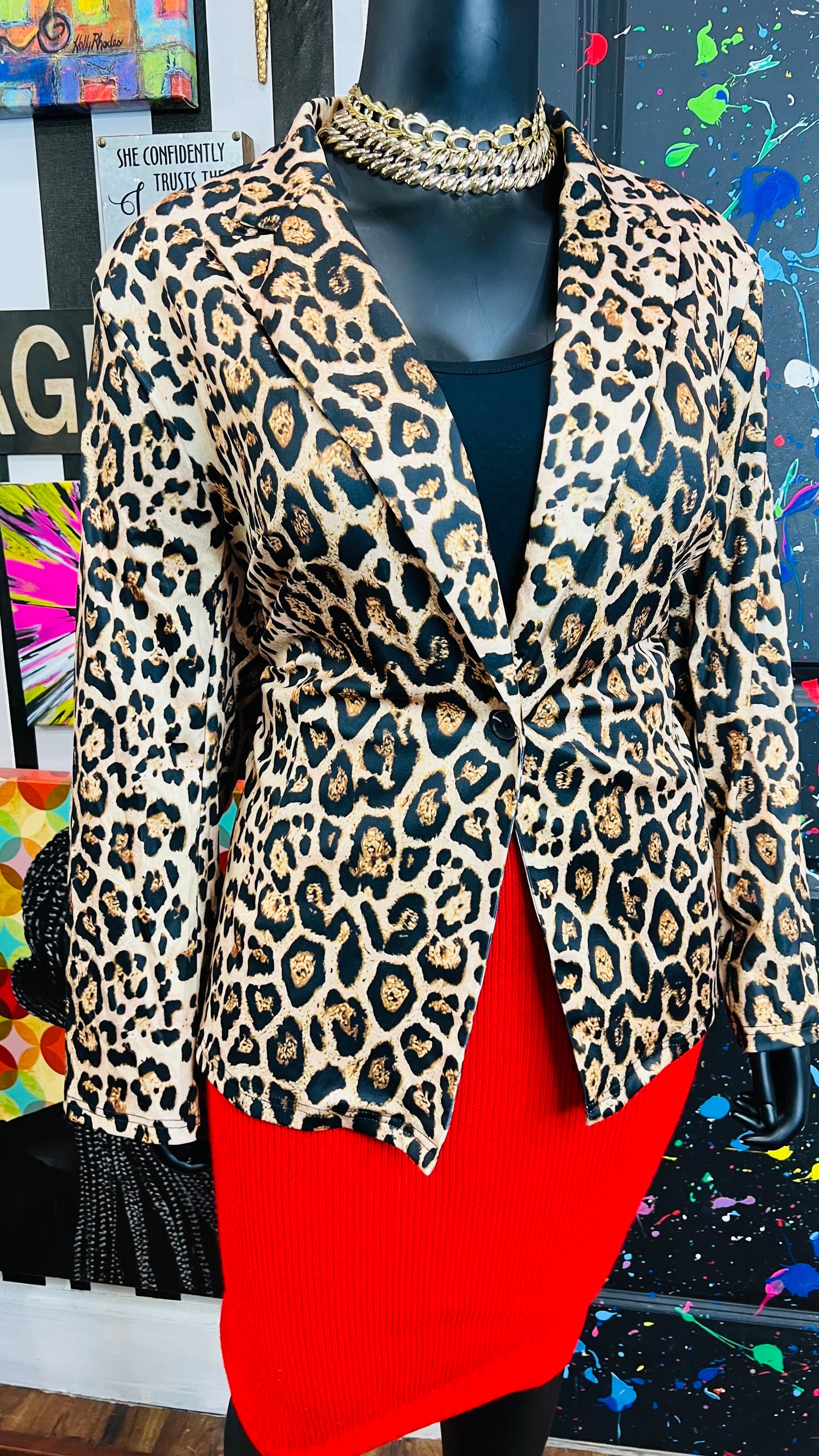 Cheetah Print Blazer - Has Stretch! (24)