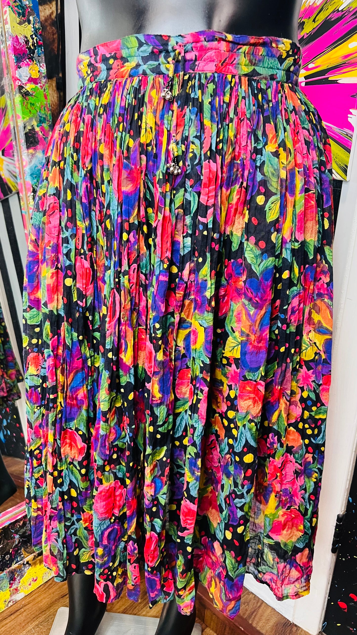 Vintage Rayon Multi Color Skirt (16)