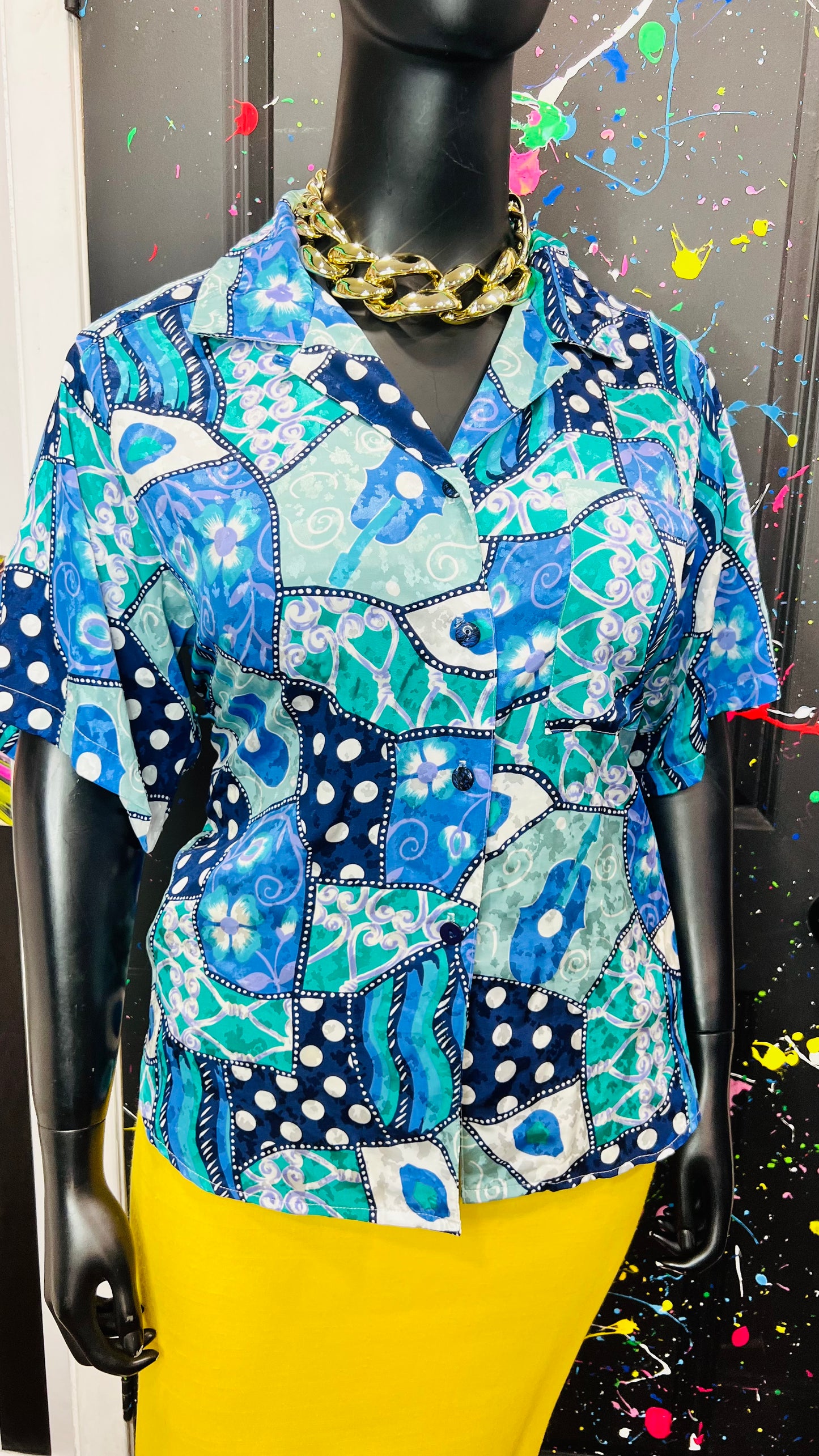 Vintage Polka Dot & Abstract Blouse (16)