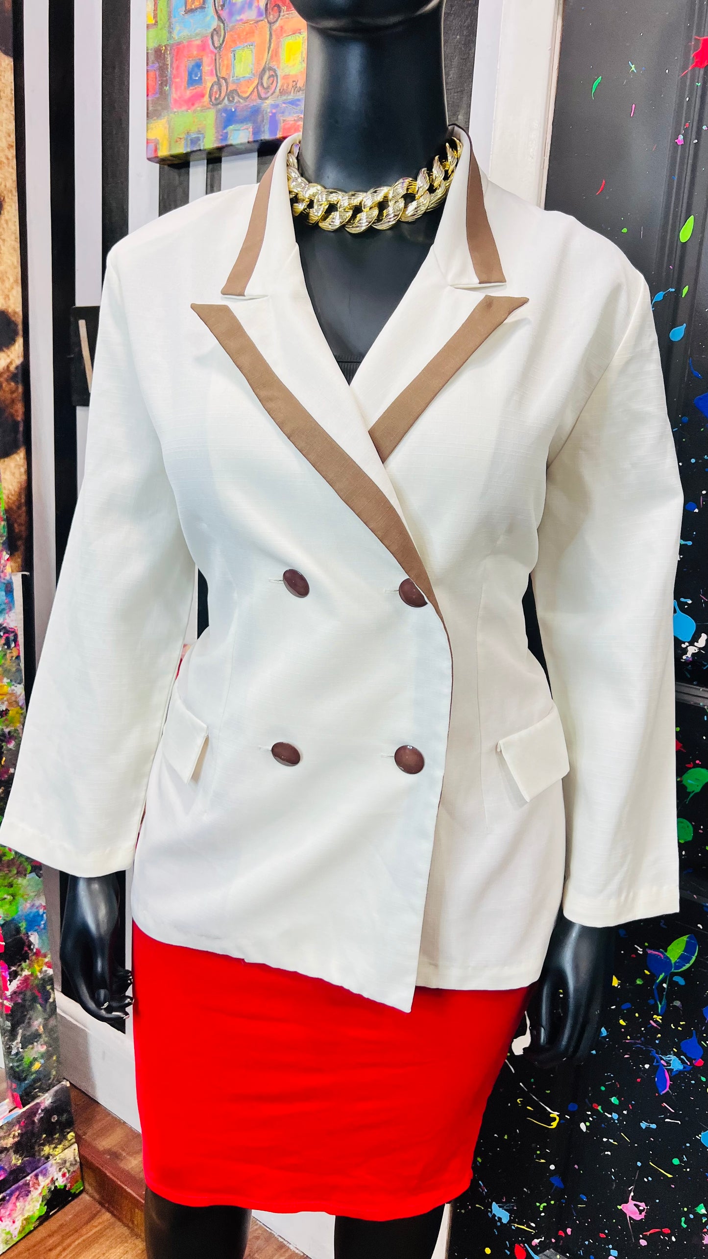 Vintage Cream & Brown Blazer (18)