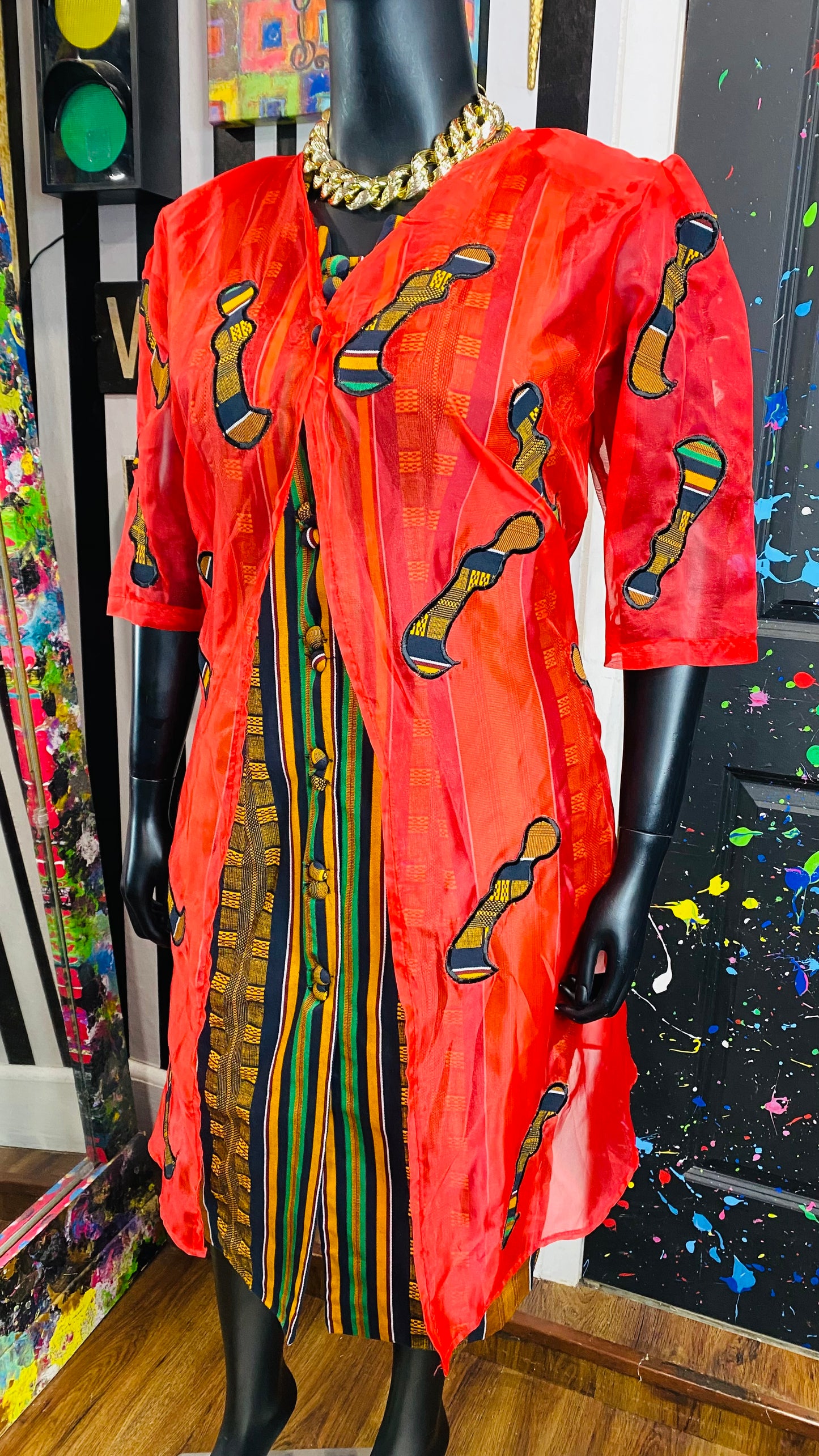 Vintage Traditional African Dress & Duster Set (14)