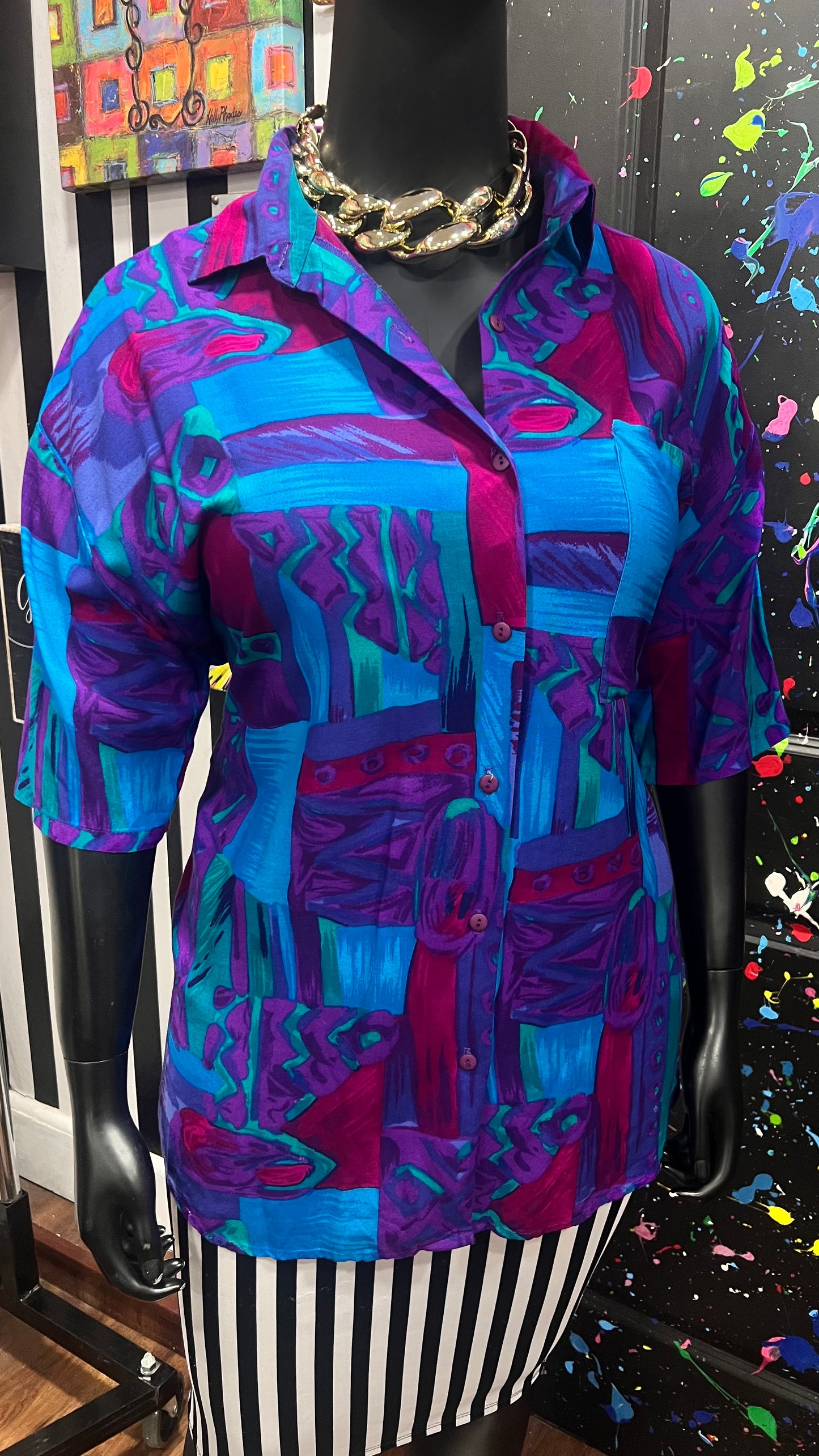 Vintage Rayon Funky Blouse (18W)