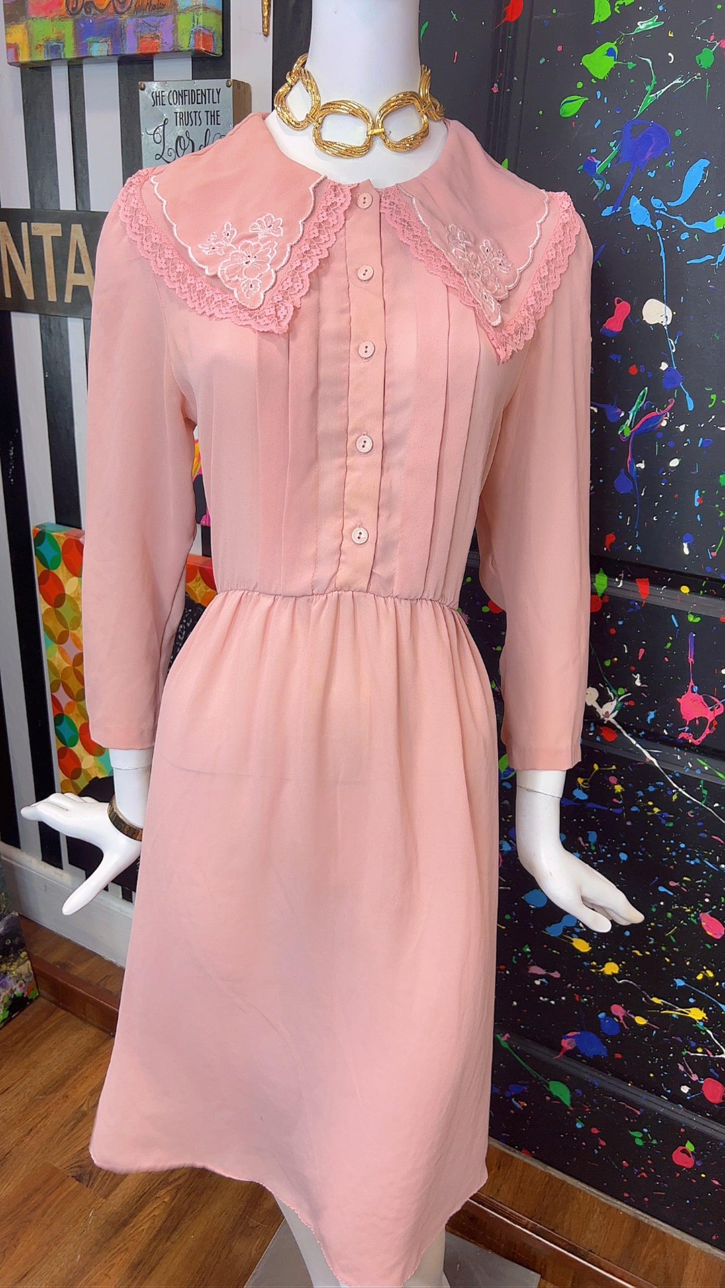 Vintage Blush Pink Dress (14)