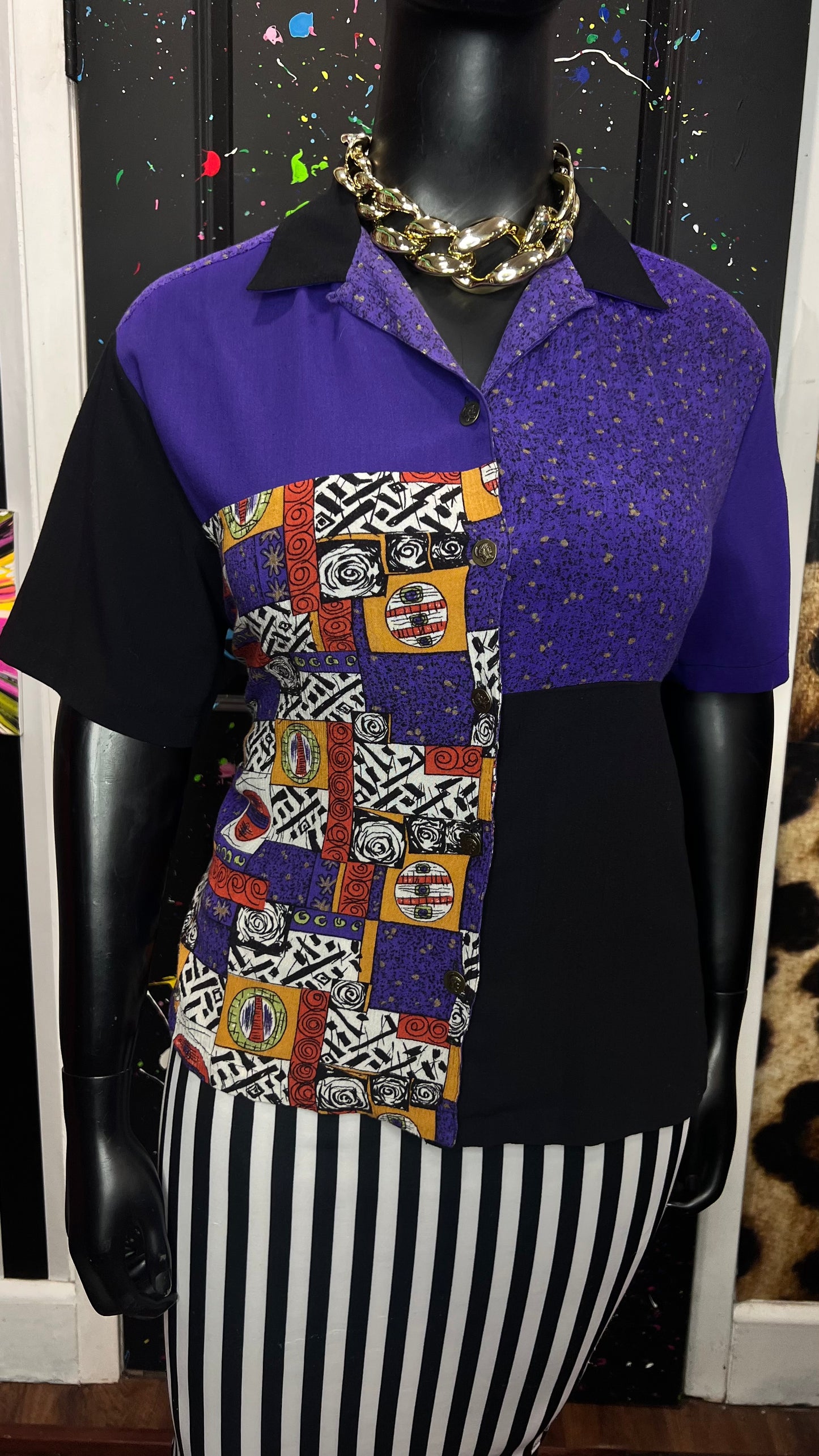 Vintage Rayon Abstract Blouse (16)