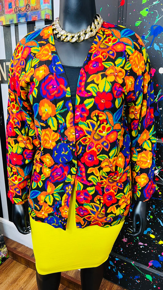 Vintage Rayon Floral Blazer (14)