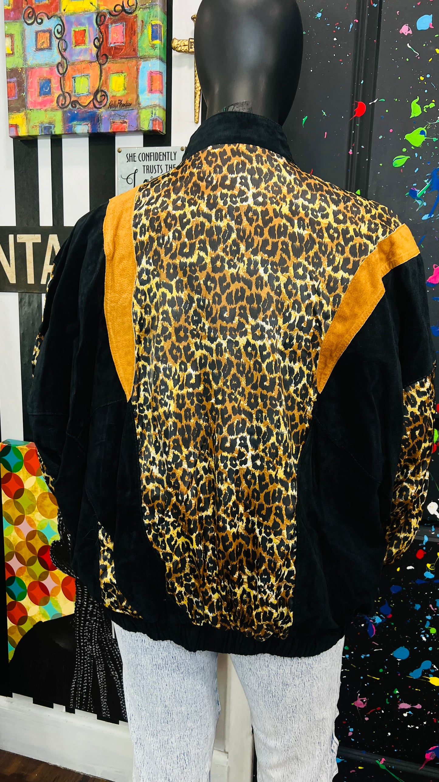 Vintage Genuine Leather Suede Animal Print Jacket (22)