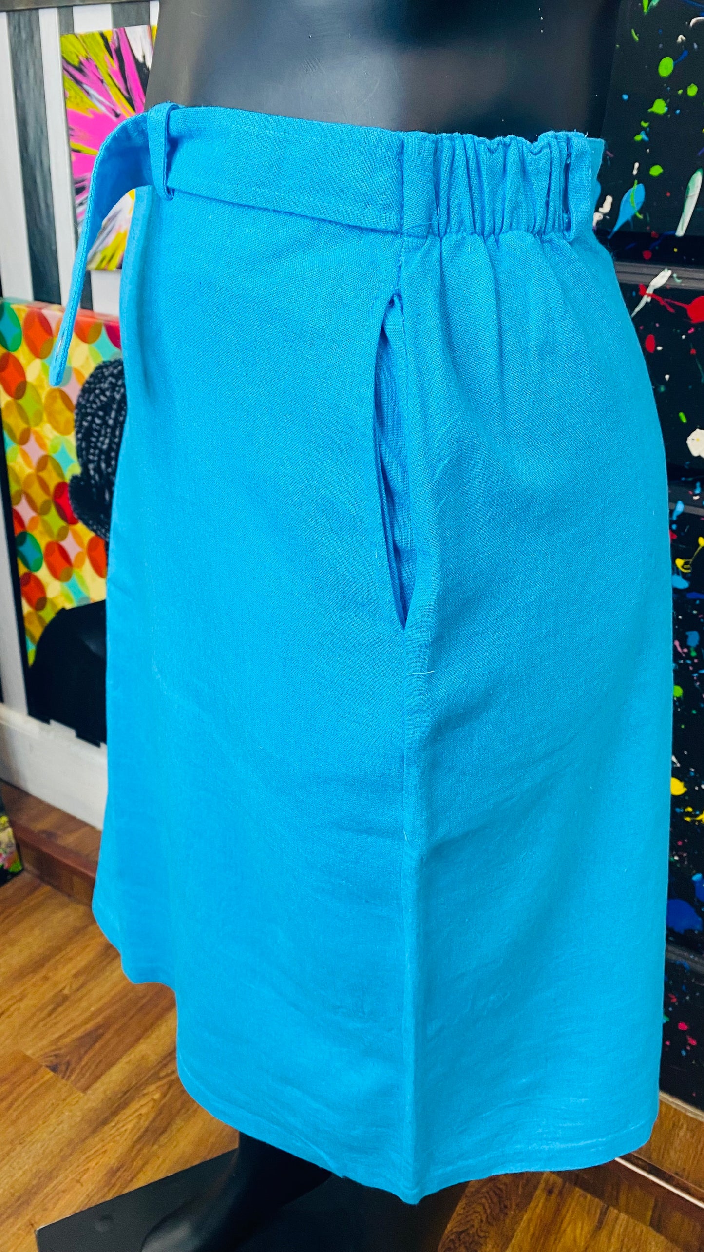 Vintage Linen Blue Skirt Set (20)