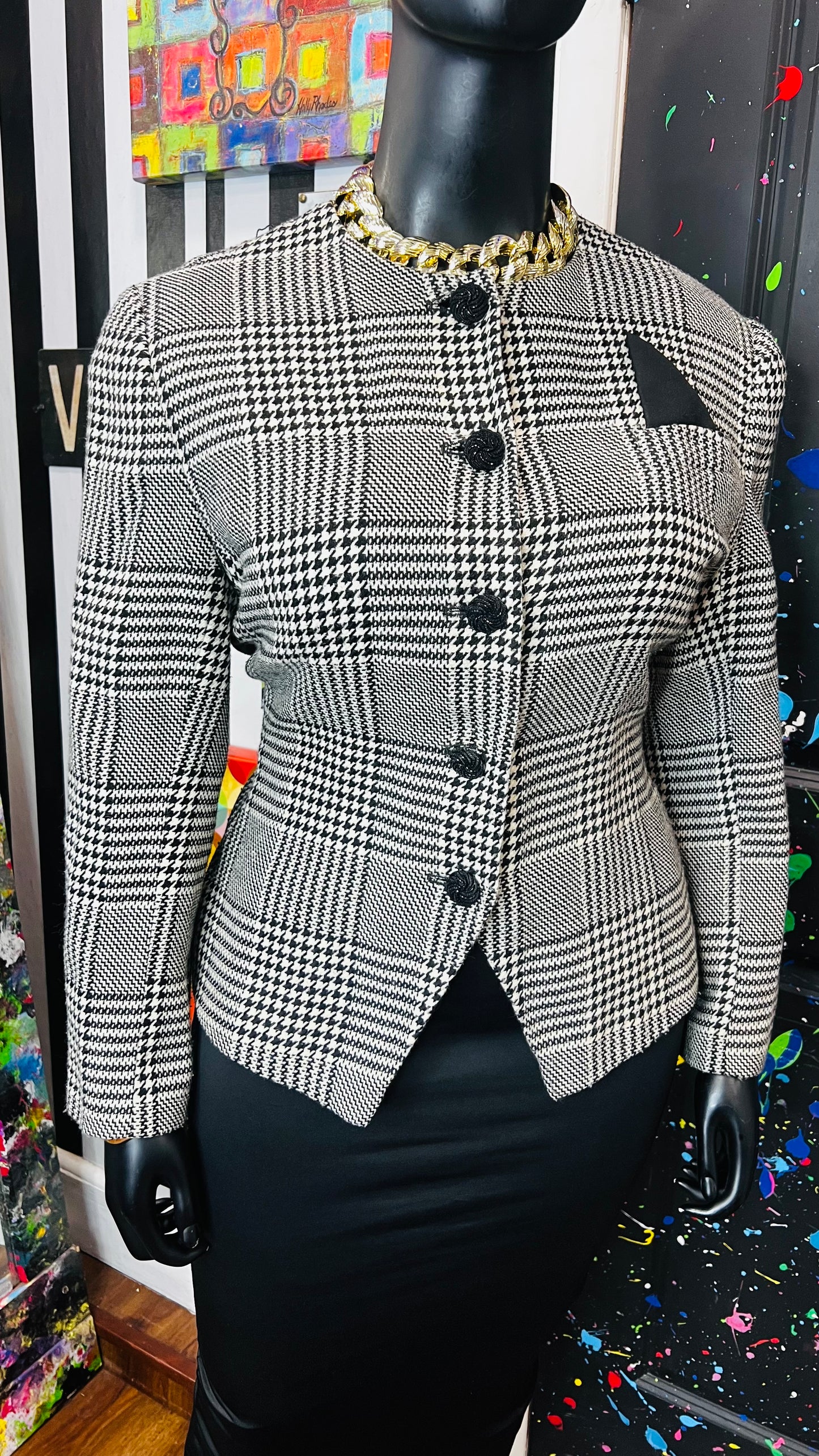 Vintage Black & White Cropped Blazer (18W)
