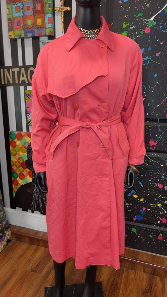 Vintage Deadstock Pink Trench Coat (14-18)