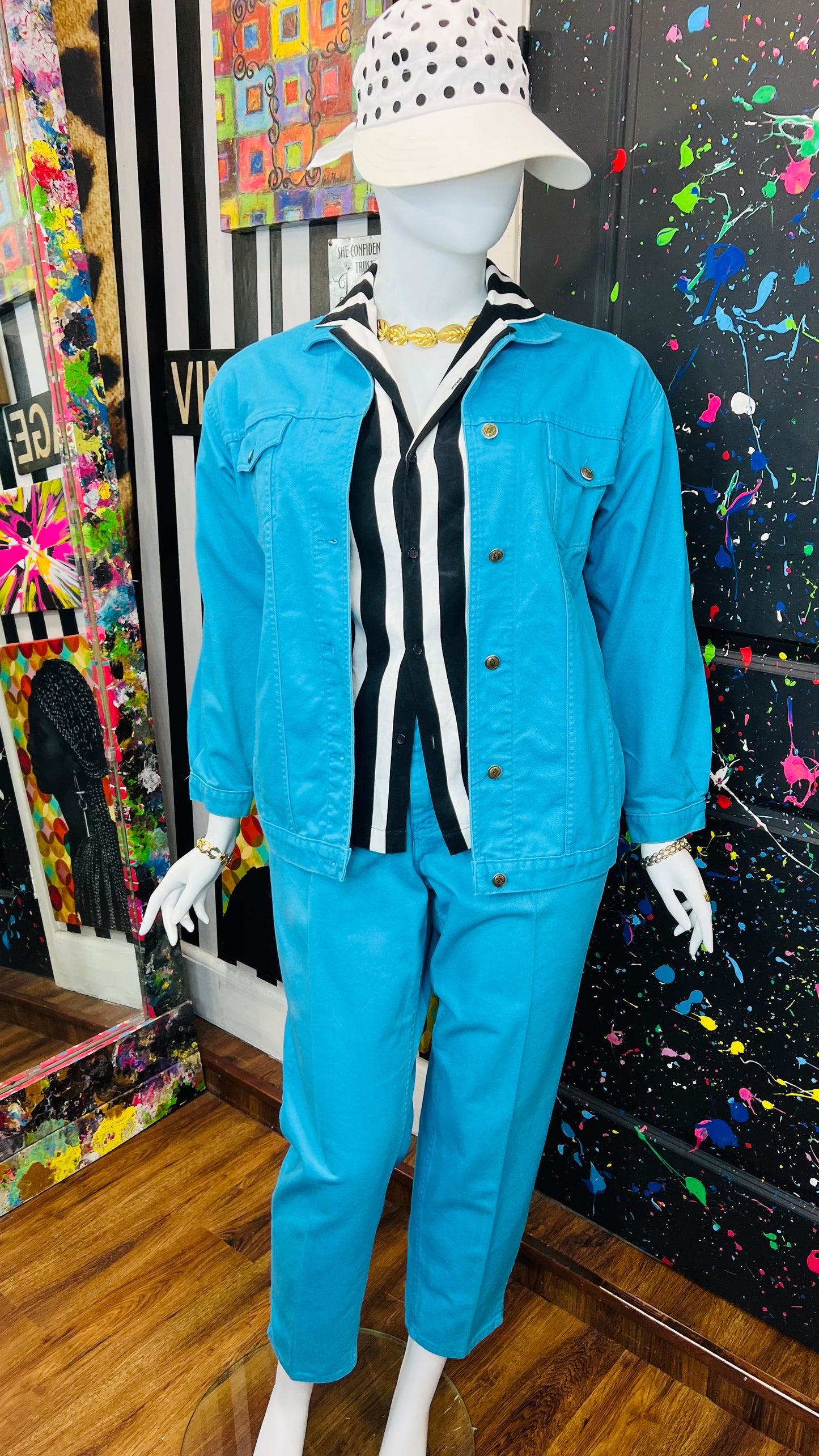 Vintage Blue Denim Pants & Jacket Set (14/16)