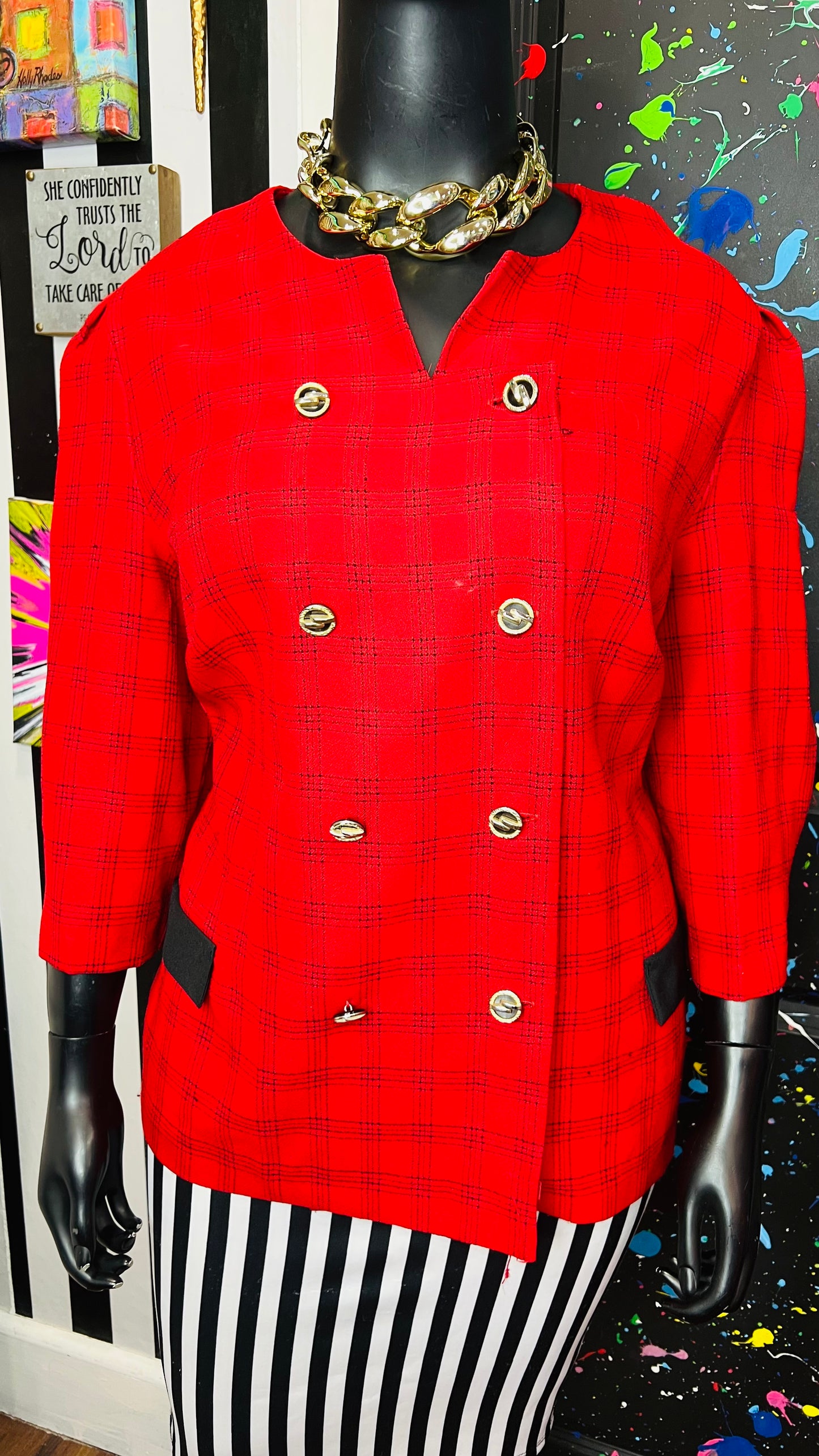 Vintage Red & Black Jenny Blazer (26WP)
