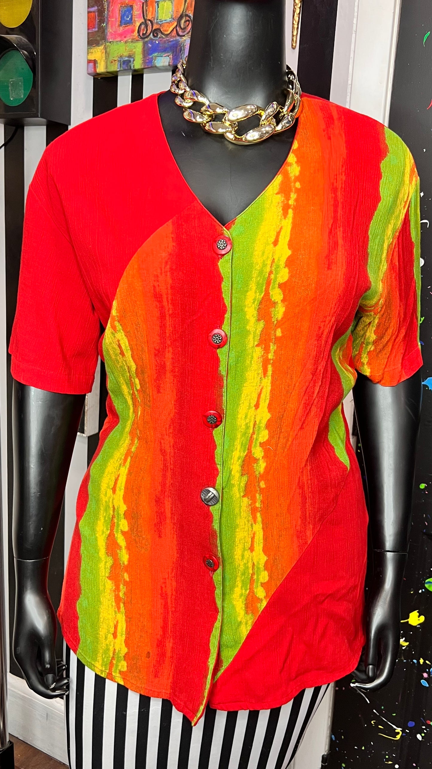 Vintage CM Shapes Rayon Blouse (20)