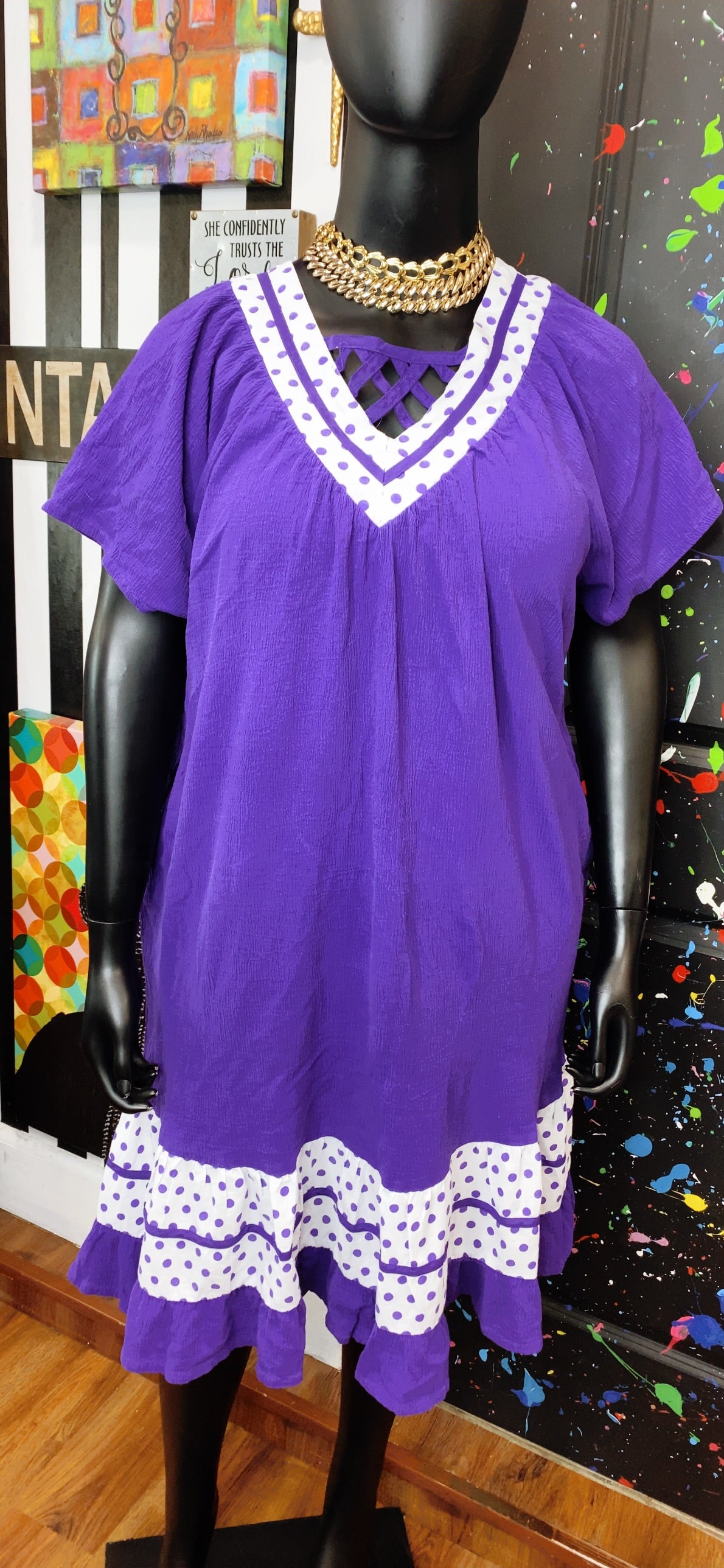 Vintage Purple & White Spring Dress (20)