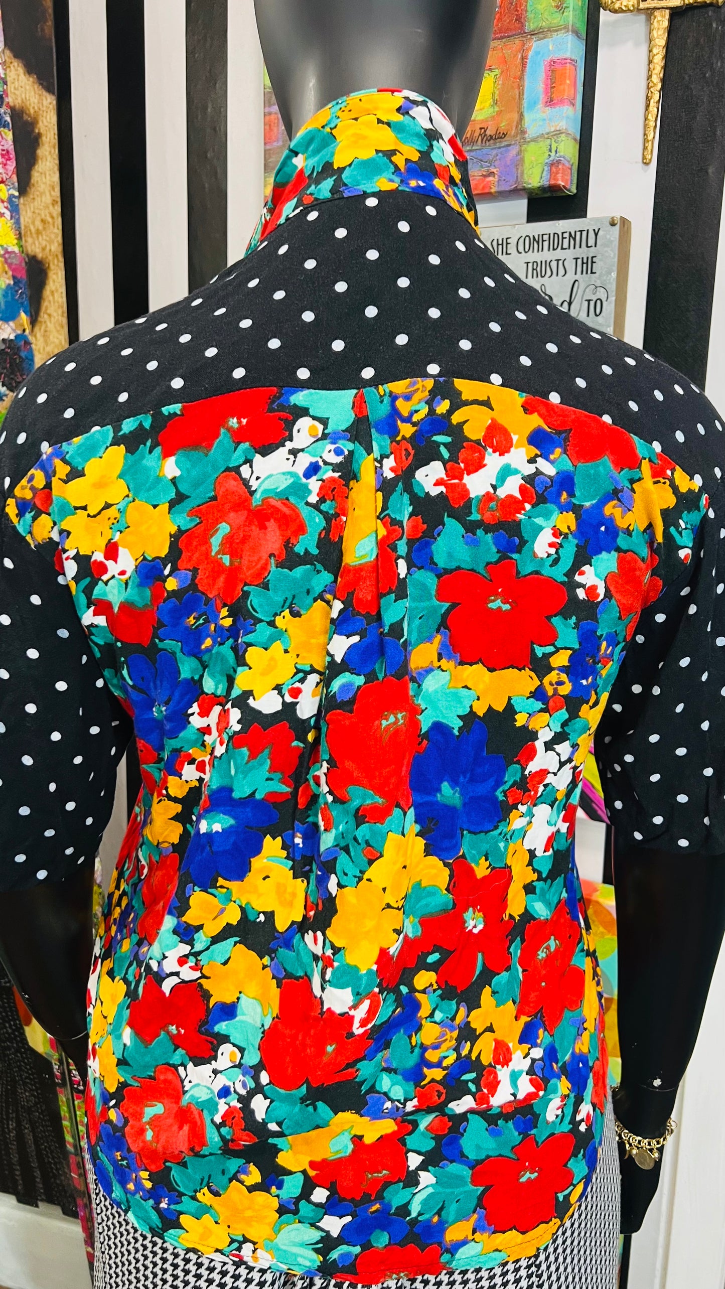 Vintage Rayon Mix Print Blouse (16)