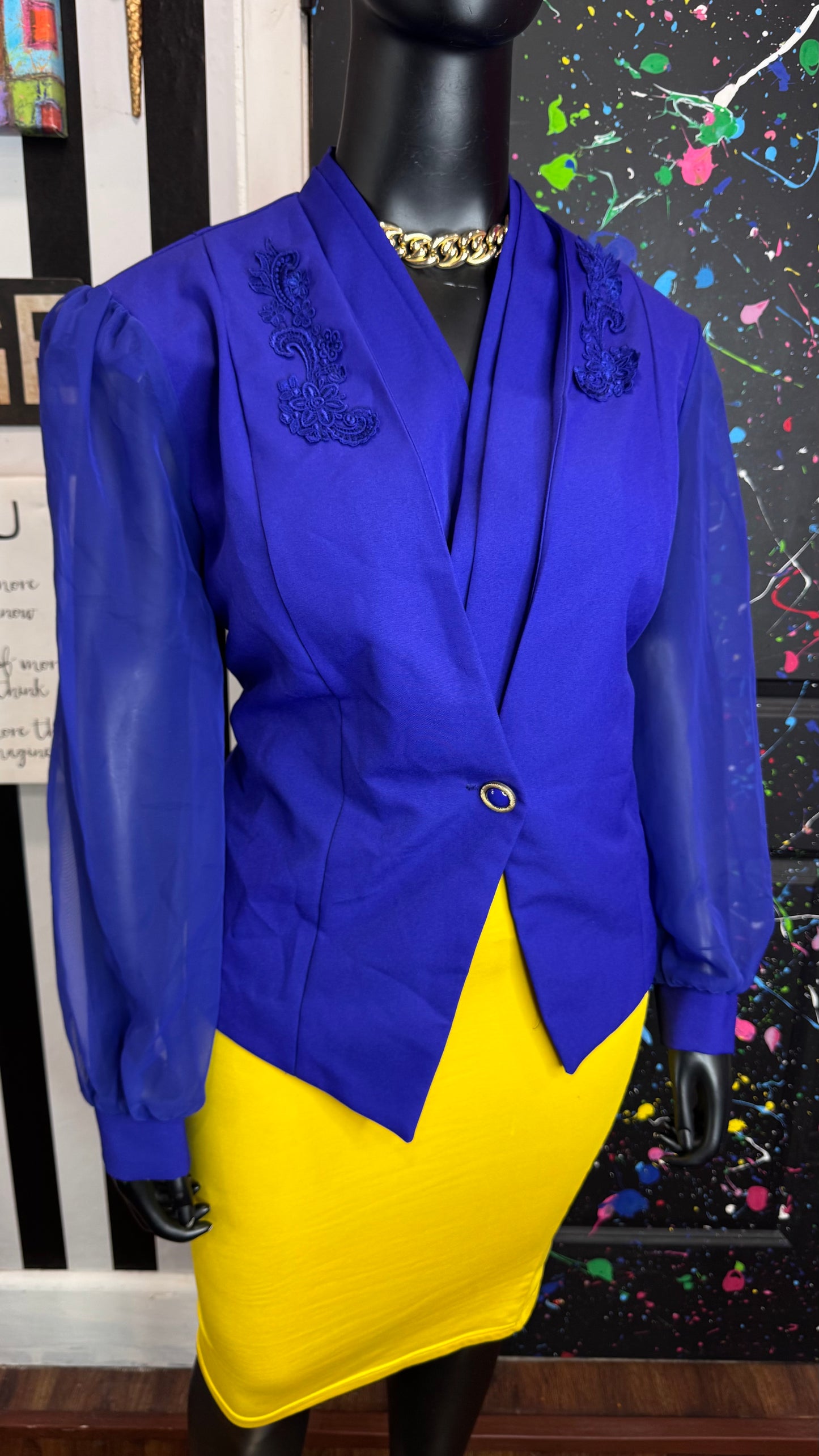 Vintage Sheer Arm Blue Blazer (20)
