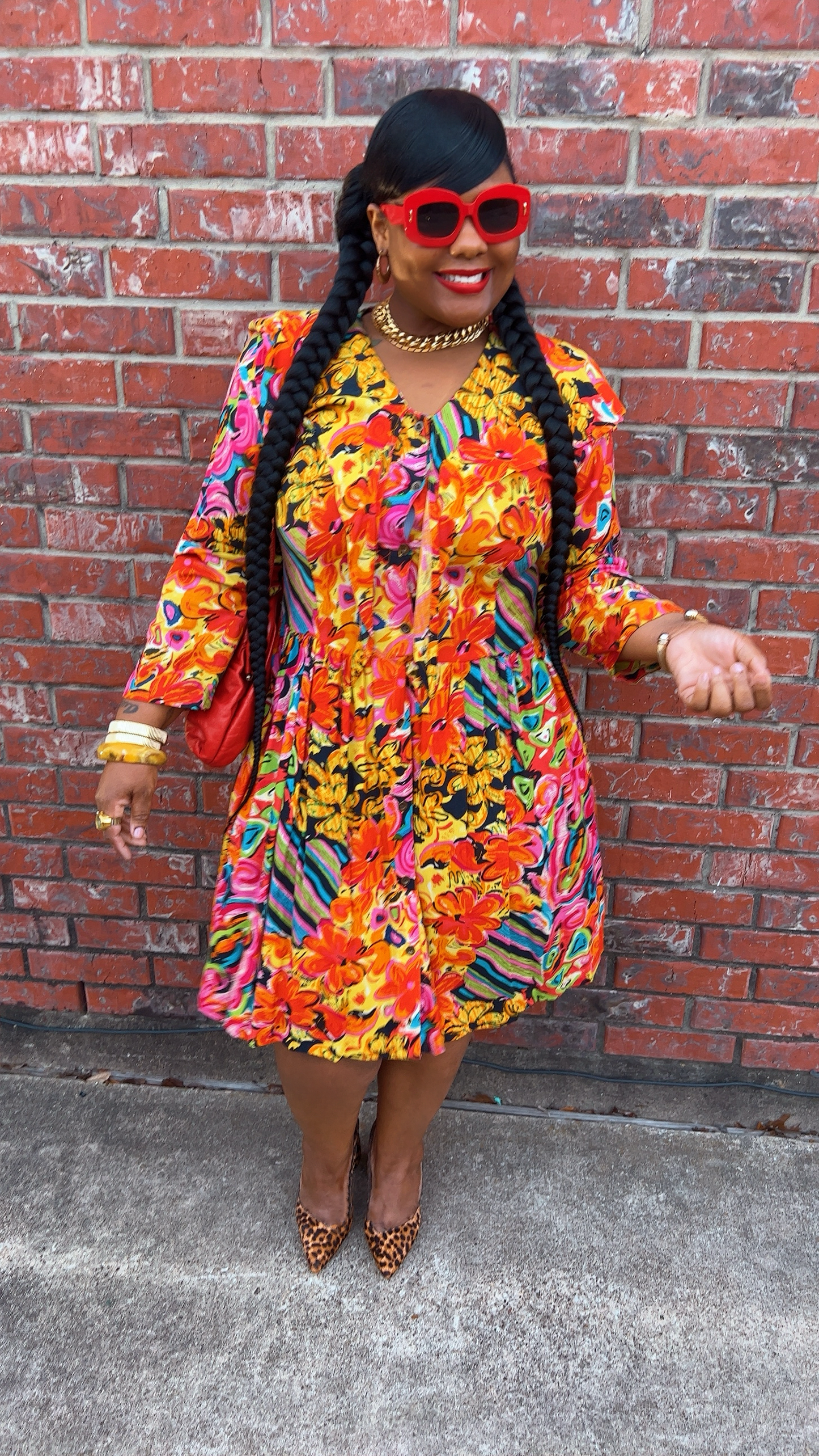 Vintage 100% Rayon Abstract Dress (14/16) *KC