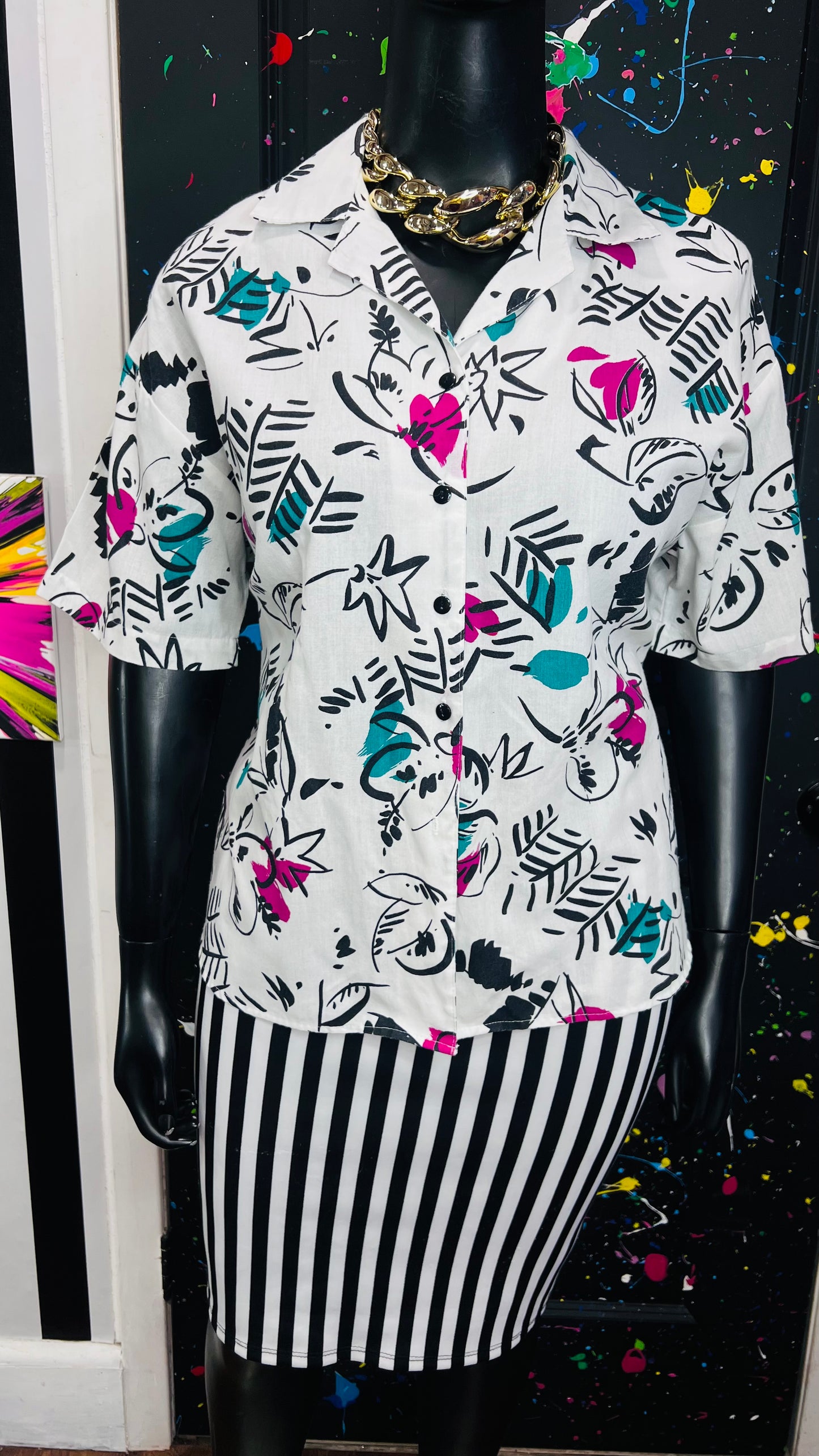 Vintage 1980’s Cotton Abstract Blouse (22)
