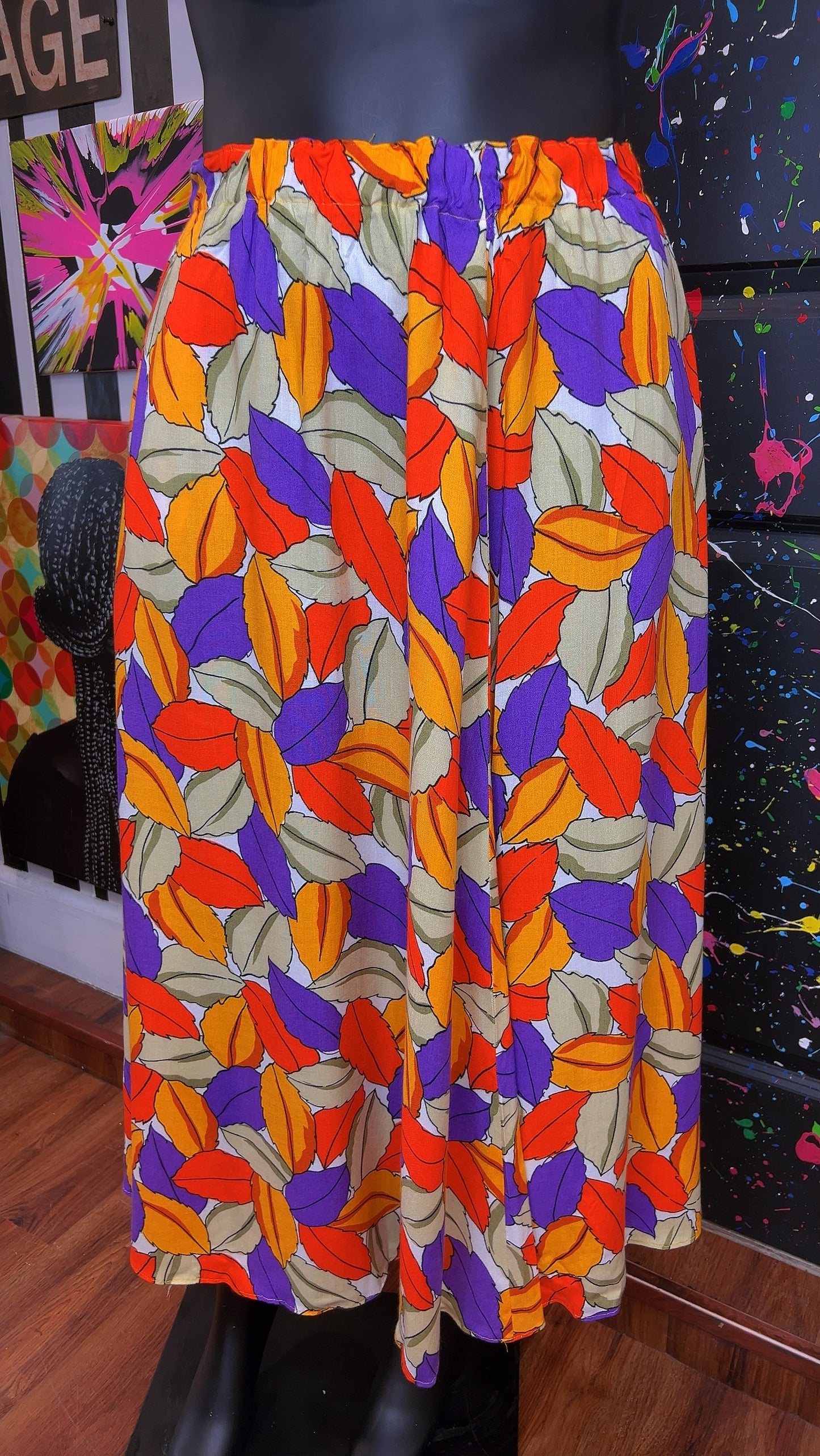 Vintage Floral Purple & Orange Skirt (20)