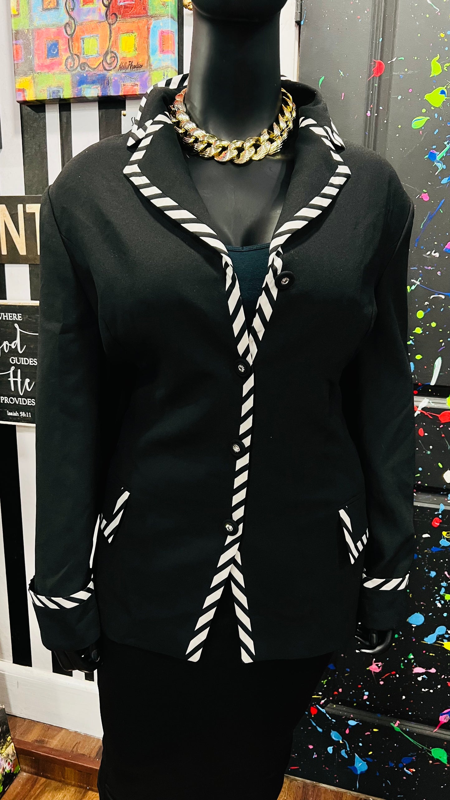 Vintage Black & White Blazer (24W)