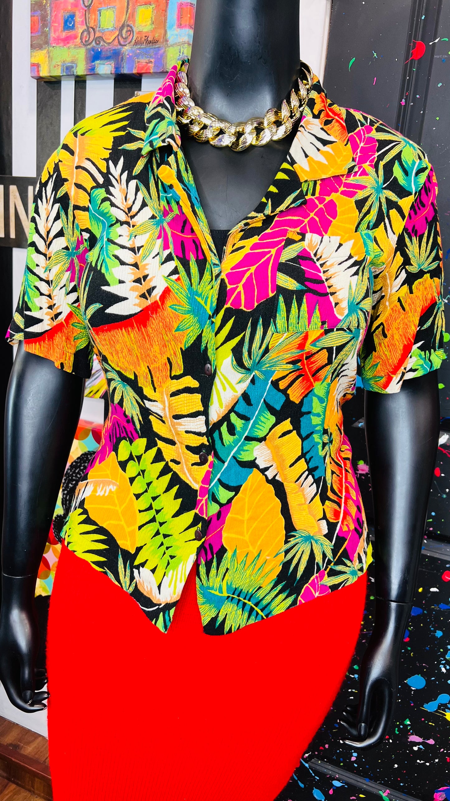 Vintage Rayon Tropical Blouse (18)