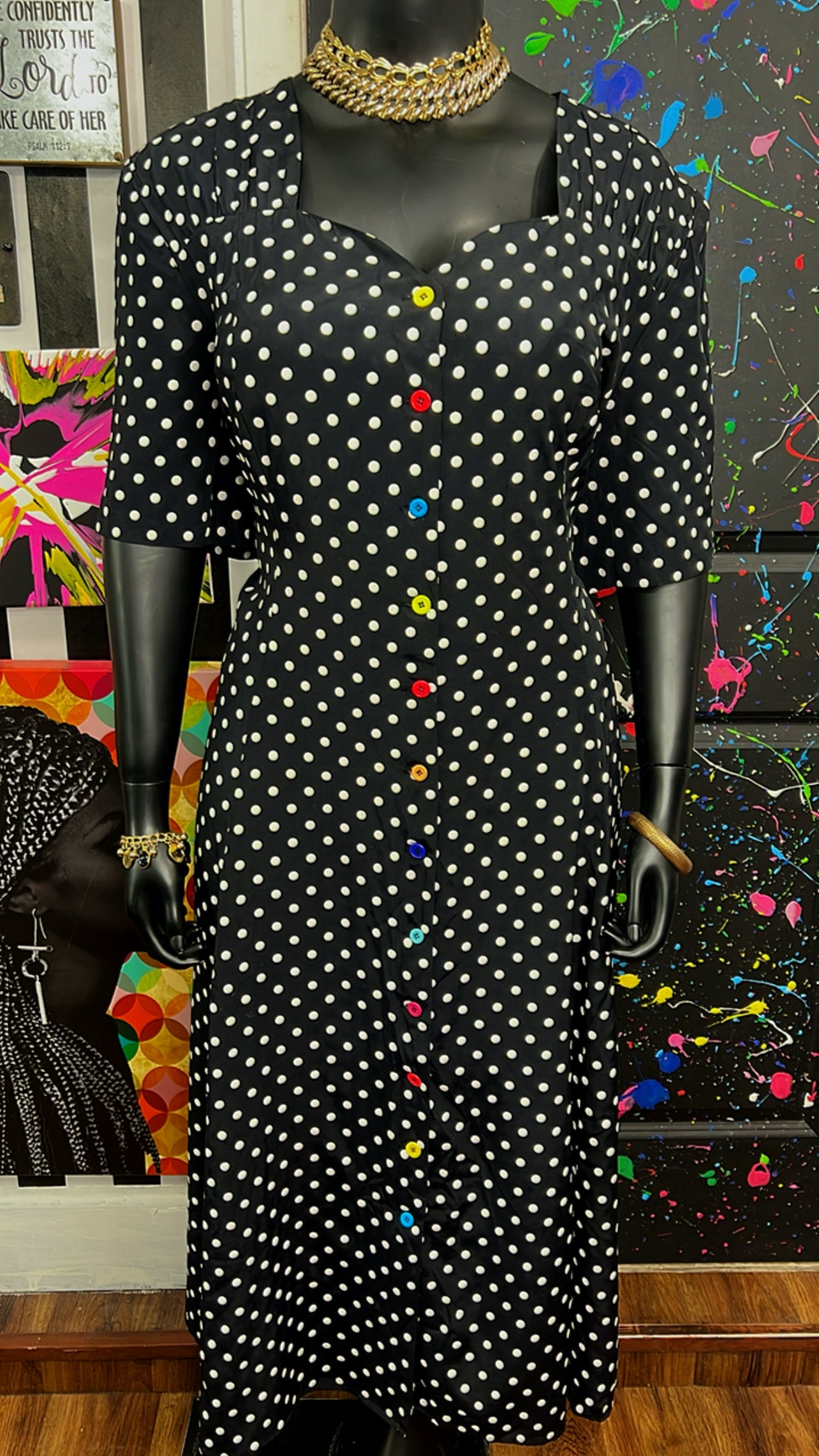 Vintage Polka Dot Long Dress (22)
