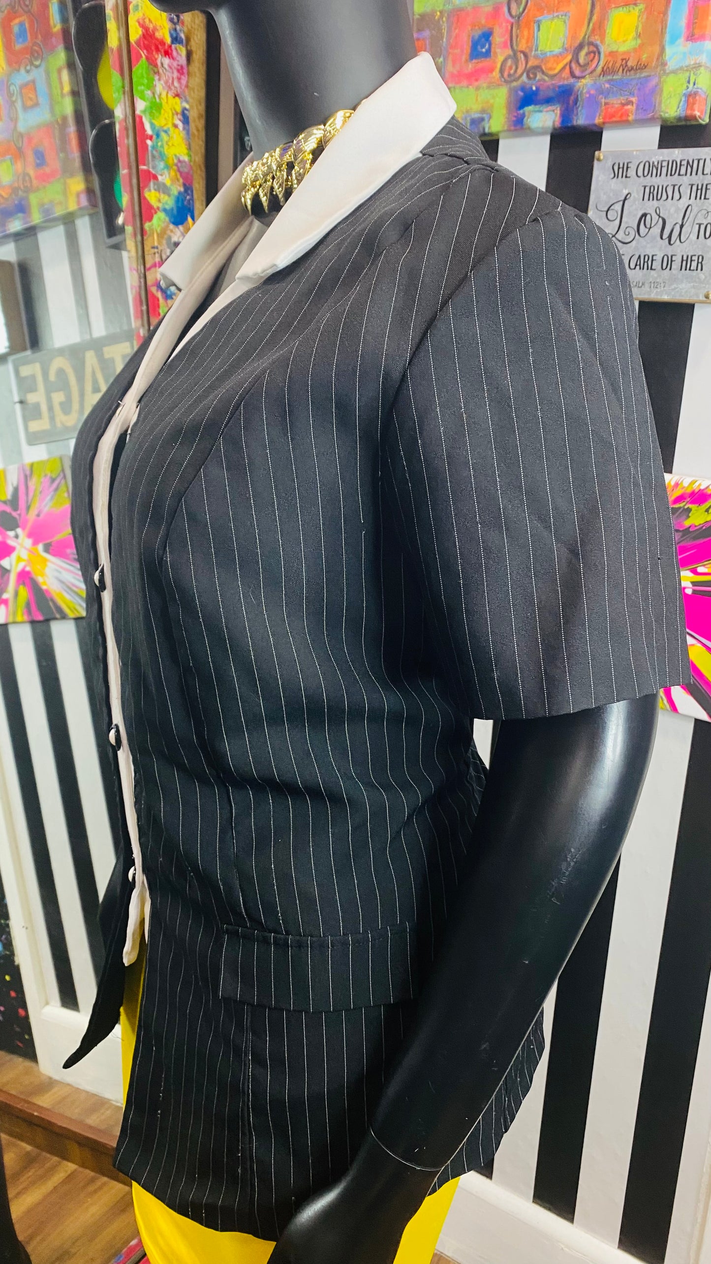 Vintage Pin Striped Black & White Blouse (22)