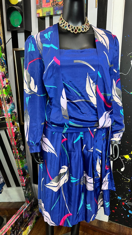 Vintage Abstract 80’s Pleated Skirt Set (20)