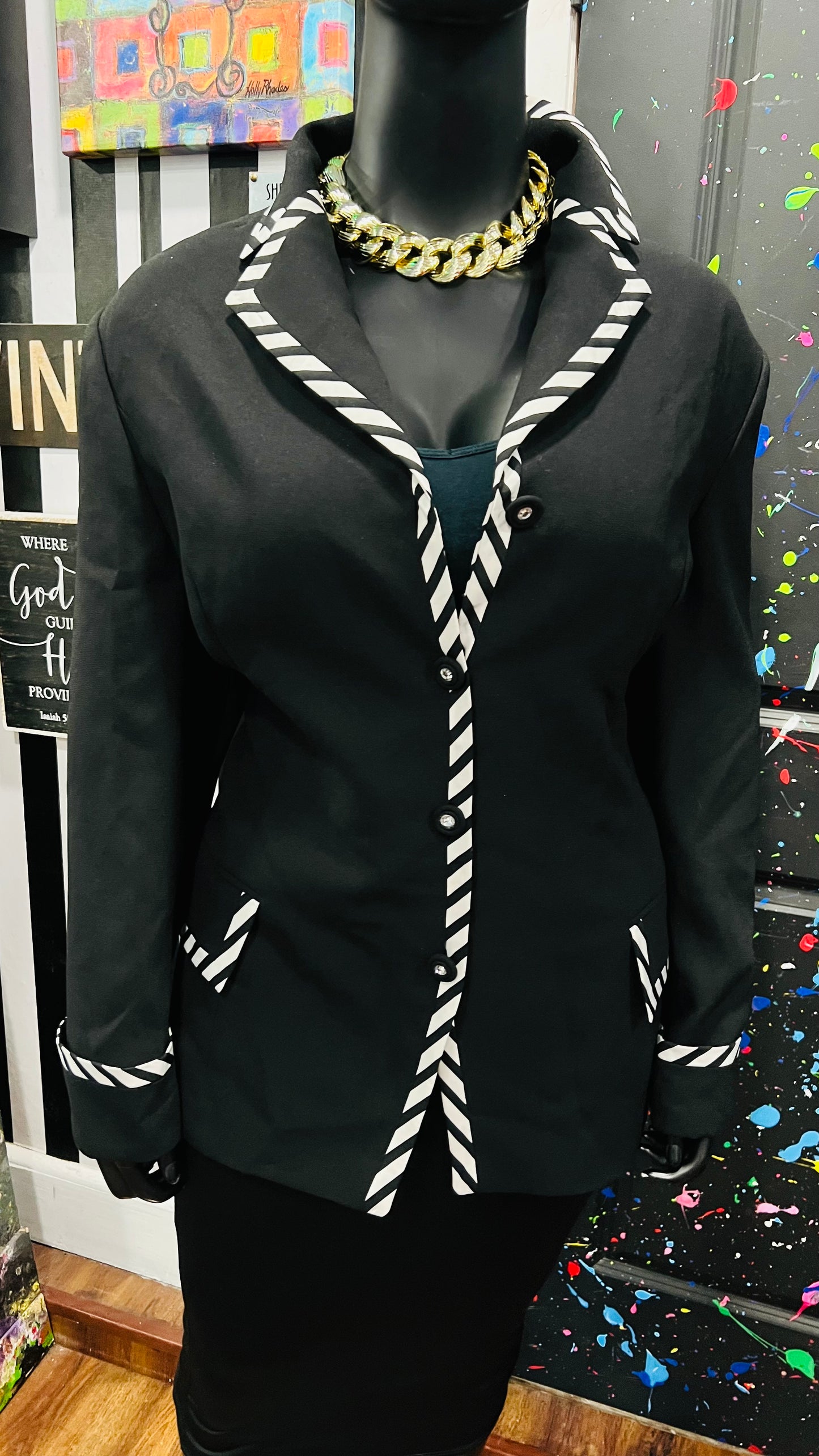 Vintage Black & White Blazer (24W)