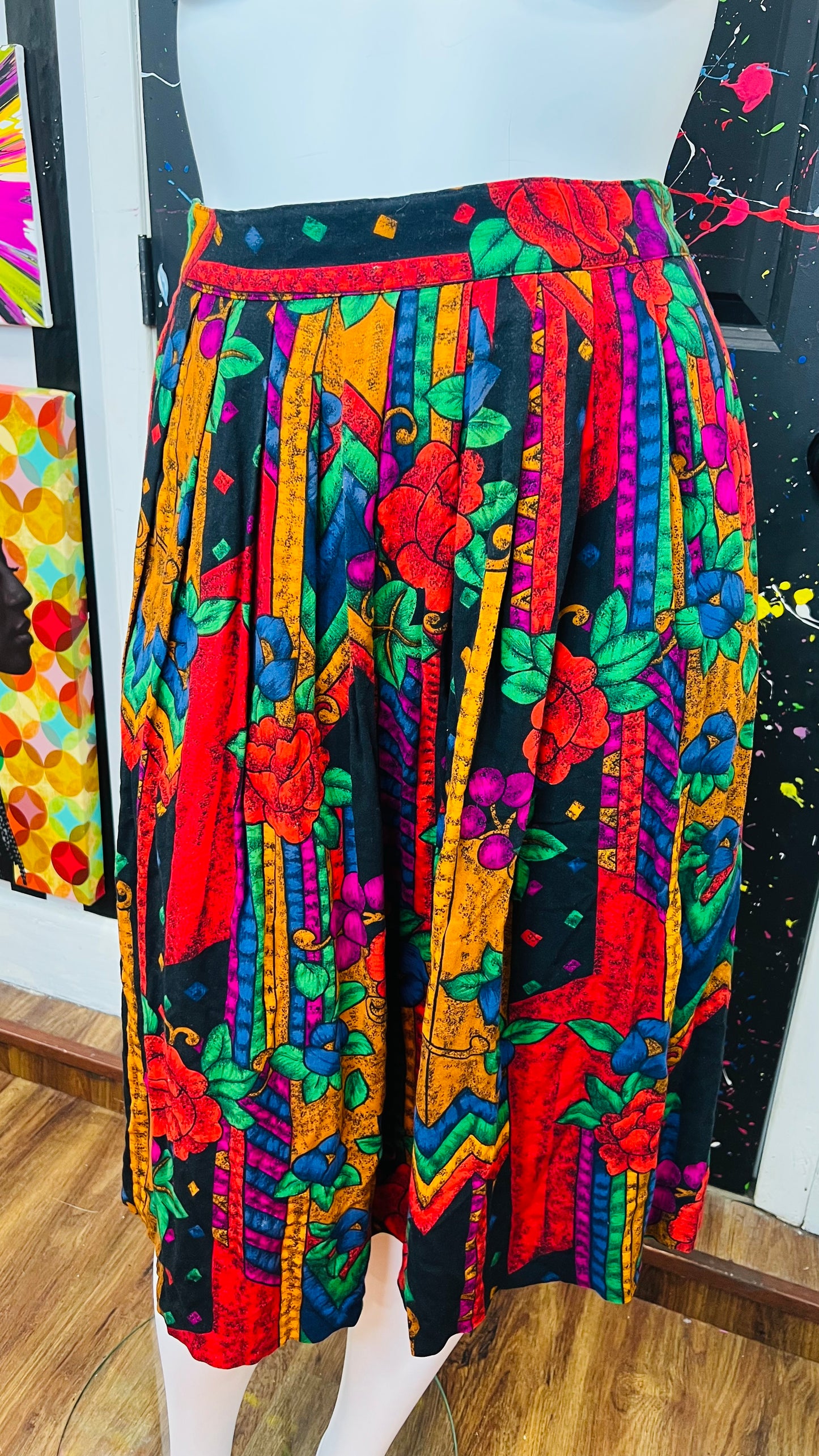 Vintage Vibrant 90’s Rayon Skirt (16)