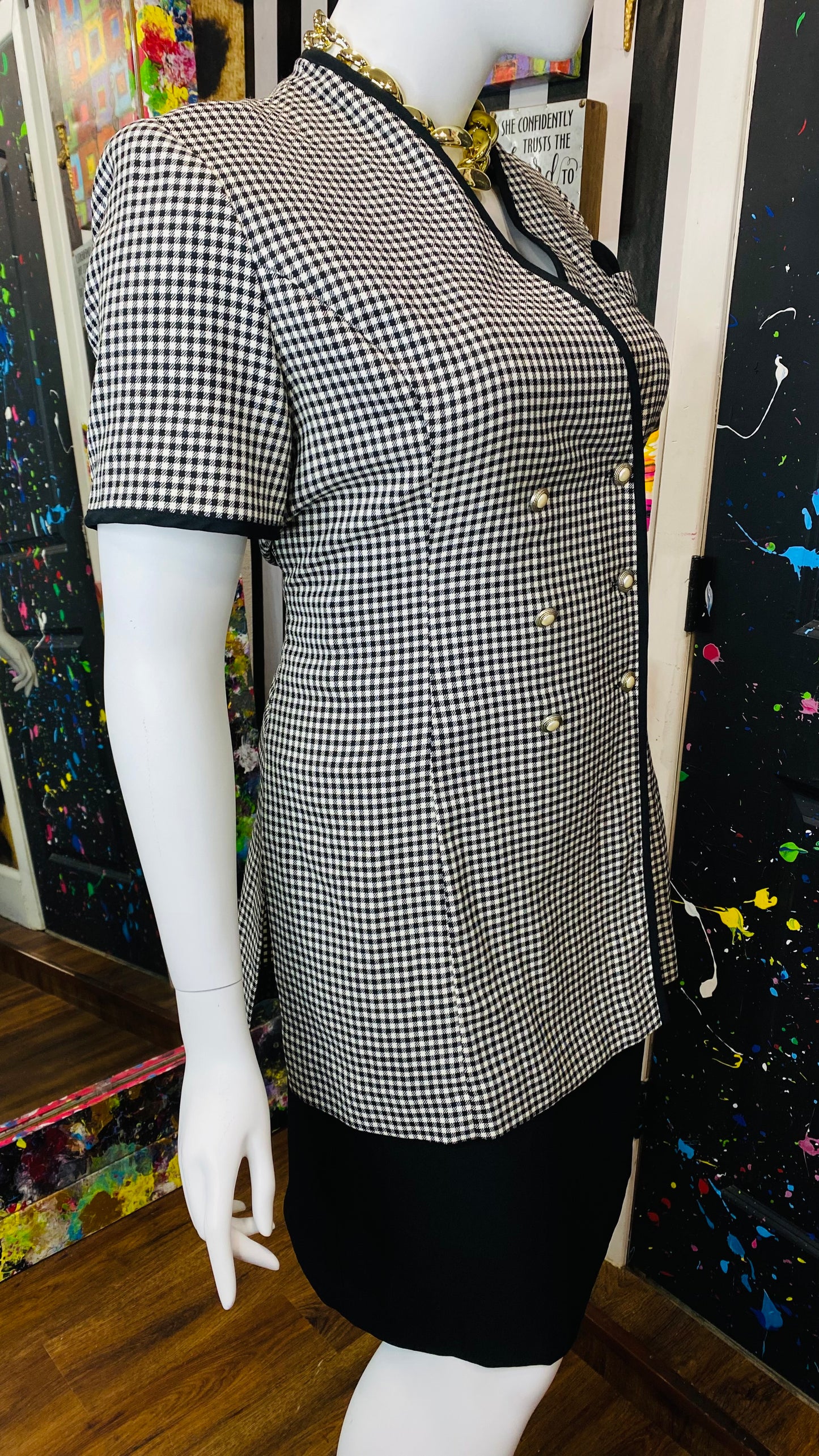 Vintage Black & White Houndstooth Dress (18)