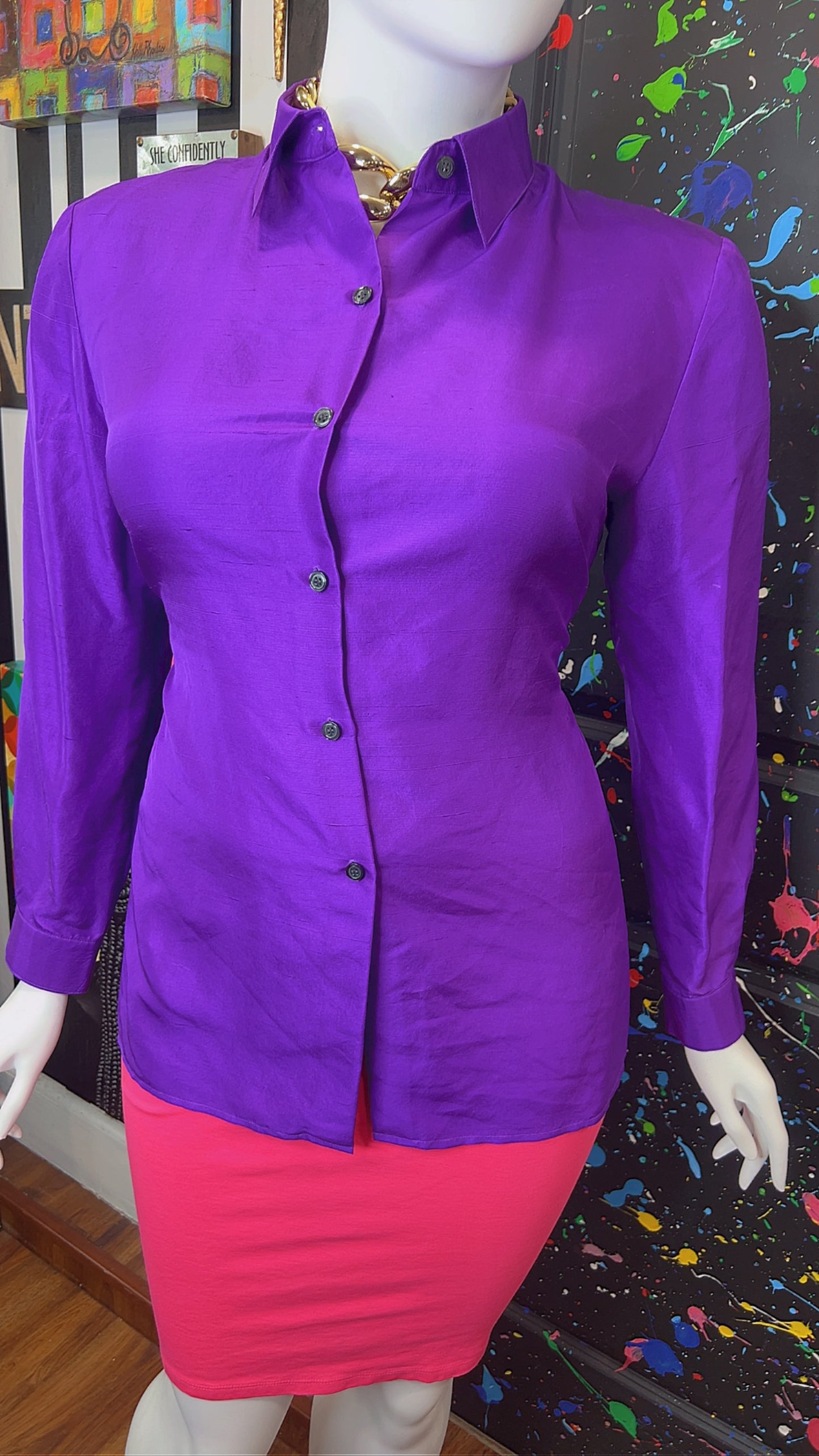 Vintage Purple Silk Blouse (18)